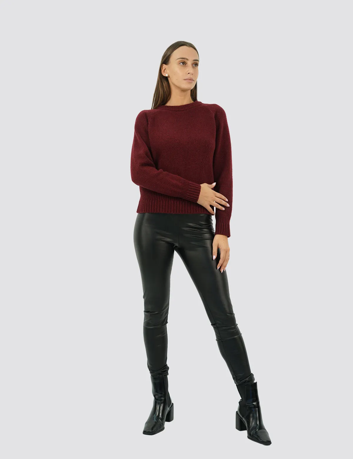 Elegante Maglia Girocollo Raglan - Maglia Donna Invernali - Autunno/Inverno - Misto Lana Reciclata - Fatto in Italia | Brunella 