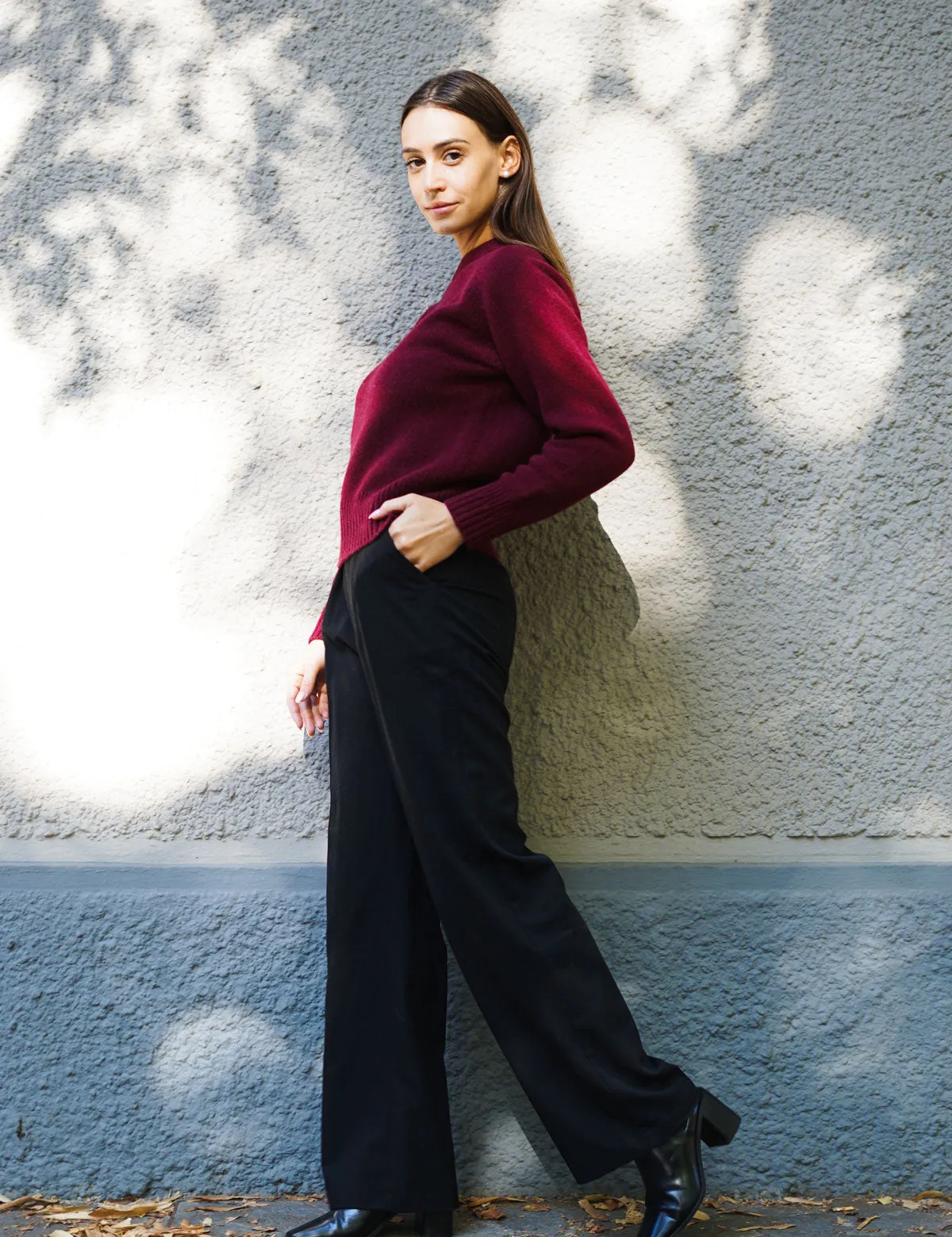 Elegante Maglia Girocollo Raglan - Maglia Donna Invernali - Autunno/Inverno - Misto Lana Reciclata - Fatto in Italia | Brunella 