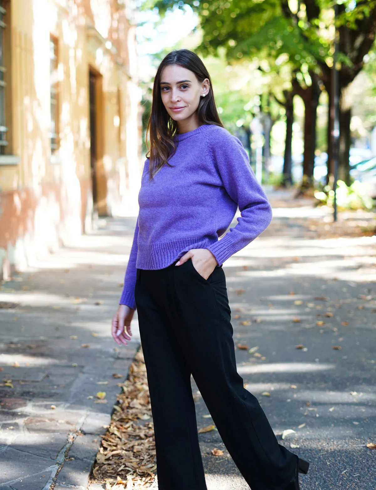 Elegante Maglia Girocollo Raglan - Maglia Donna Invernali - Autunno/Inverno - Misto Lana Reciclata - Fatto in Italia | Brunella 