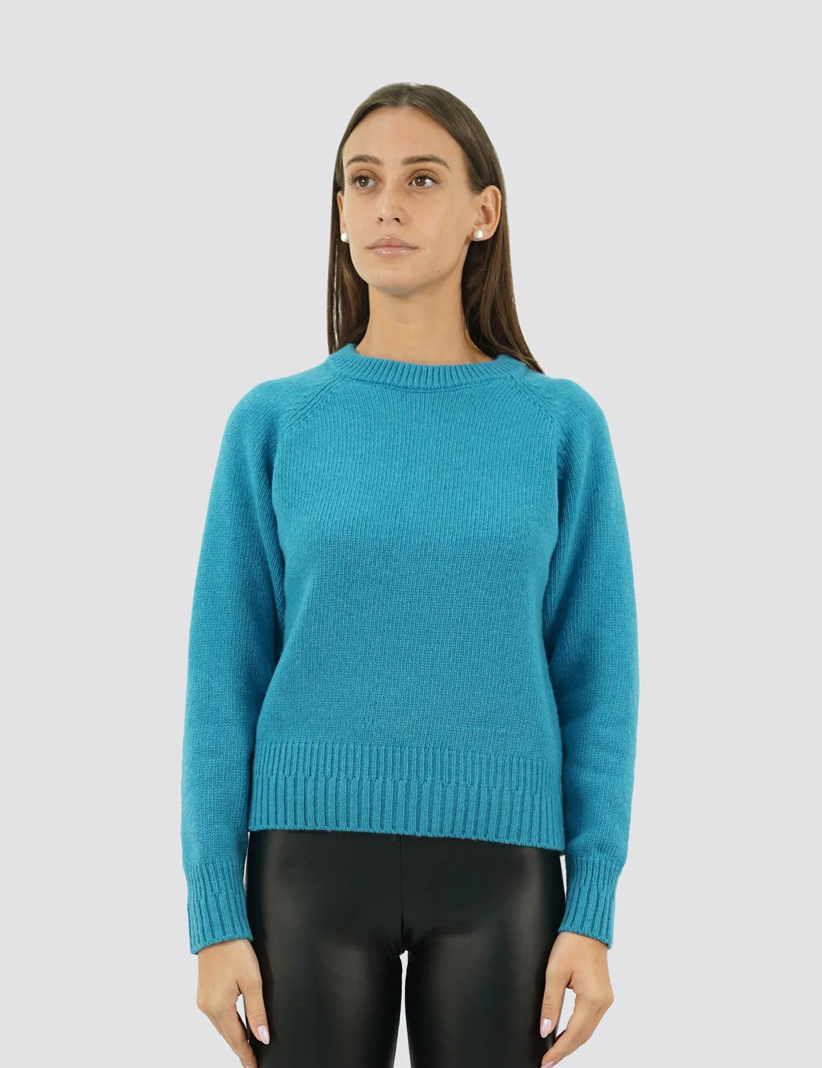 Elegante Maglia Girocollo Raglan - Maglia Donna Invernali - Autunno/Inverno - Misto Lana Reciclata - Fatto in Italia | Brunella 