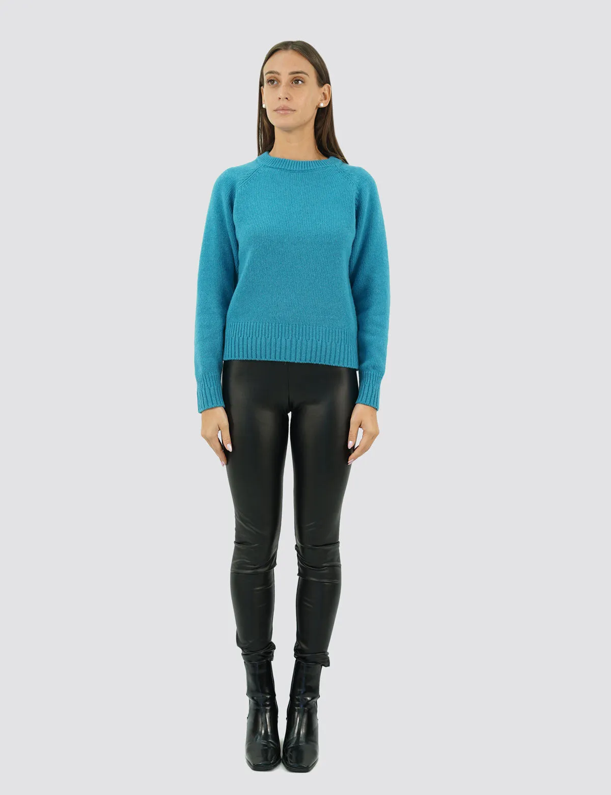 Elegante Maglia Girocollo Raglan - Maglia Donna Invernali - Autunno/Inverno - Misto Lana Reciclata - Fatto in Italia | Brunella 