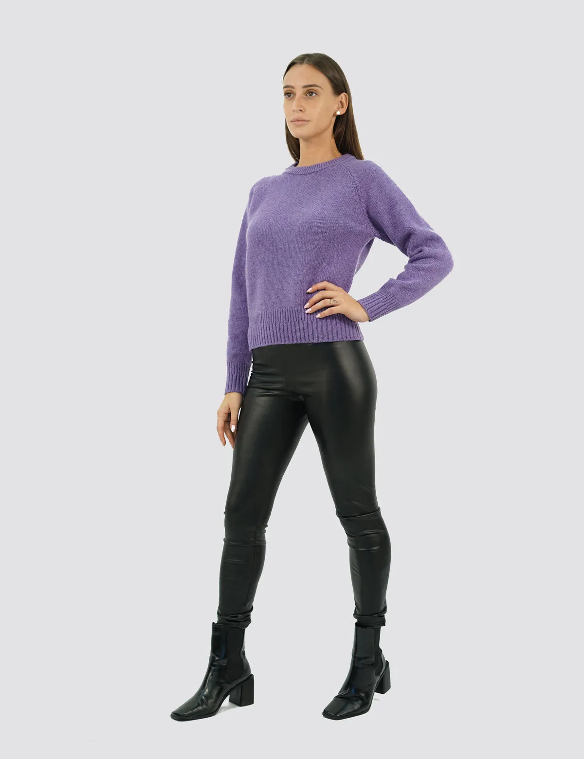 Elegante Maglia Girocollo Raglan - Maglia Donna Invernali - Autunno/Inverno - Misto Lana Reciclata - Fatto in Italia | Brunella 