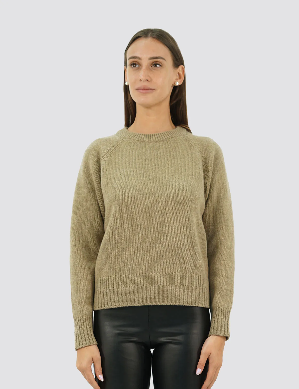 Elegante Maglia Girocollo Raglan - Maglia Donna Invernali - Autunno/Inverno - Misto Lana Reciclata - Fatto in Italia | Brunella 