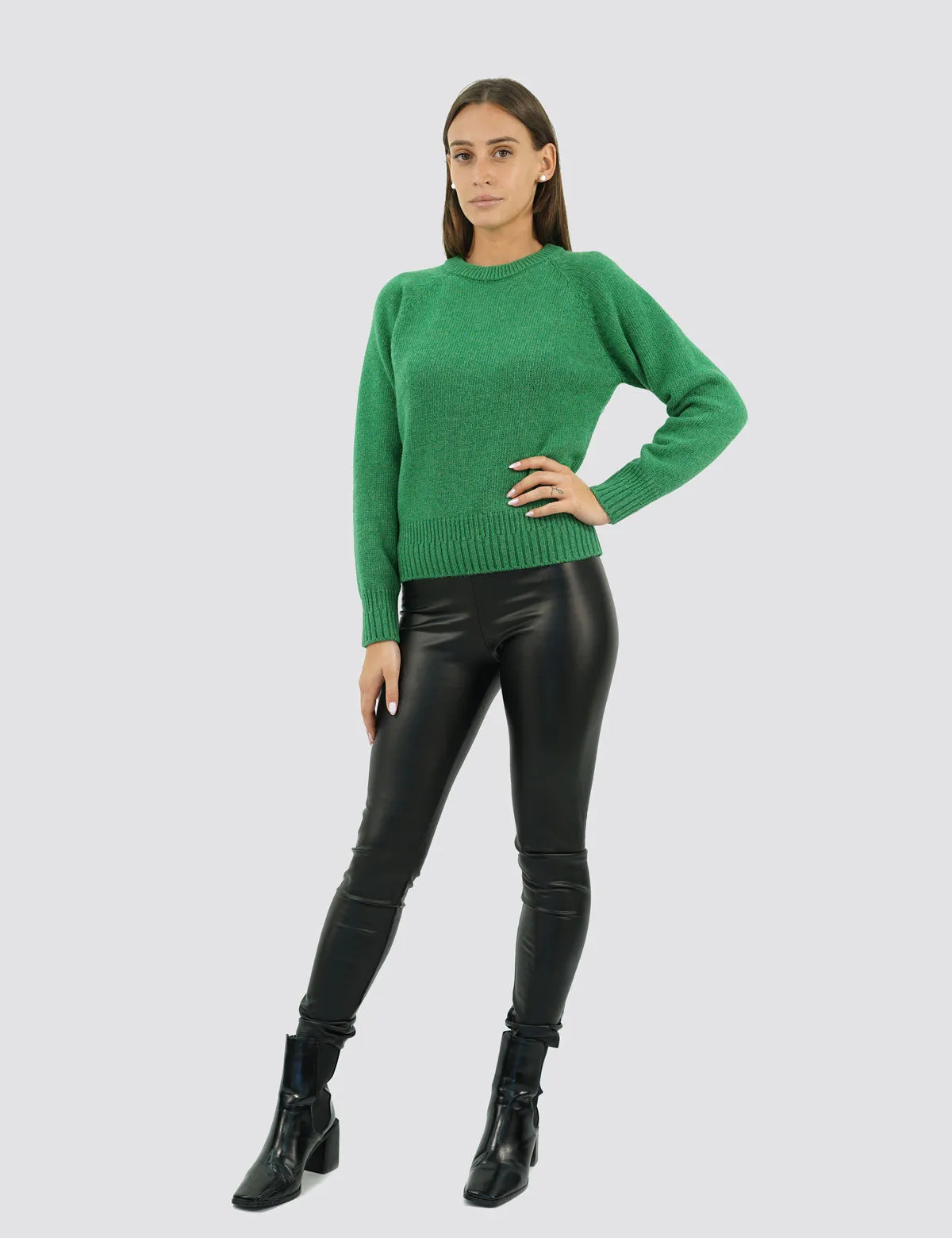 Elegante Maglia Girocollo Raglan - Maglia Donna Invernali - Autunno/Inverno - Misto Lana Reciclata - Fatto in Italia | Brunella 