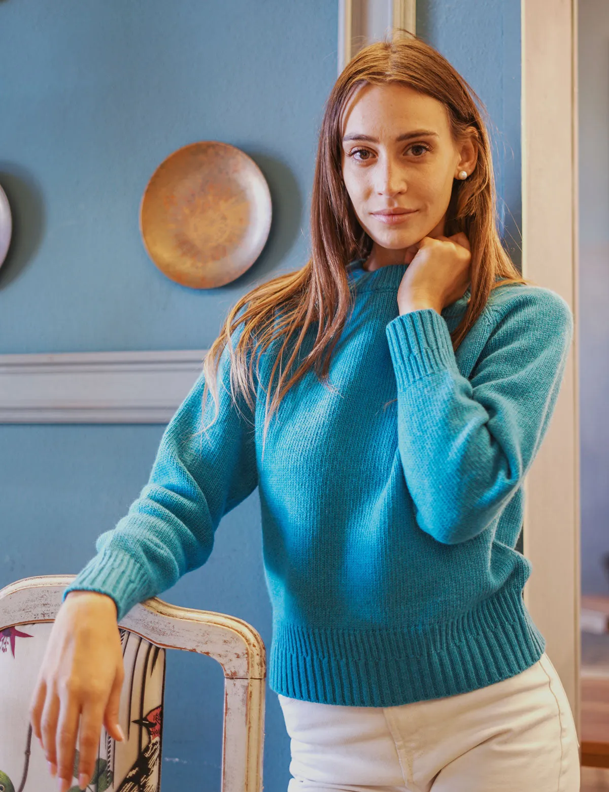 Elegante Maglia Girocollo Raglan - Maglia Donna Invernali - Autunno/Inverno - Misto Lana Reciclata - Fatto in Italia | Brunella 