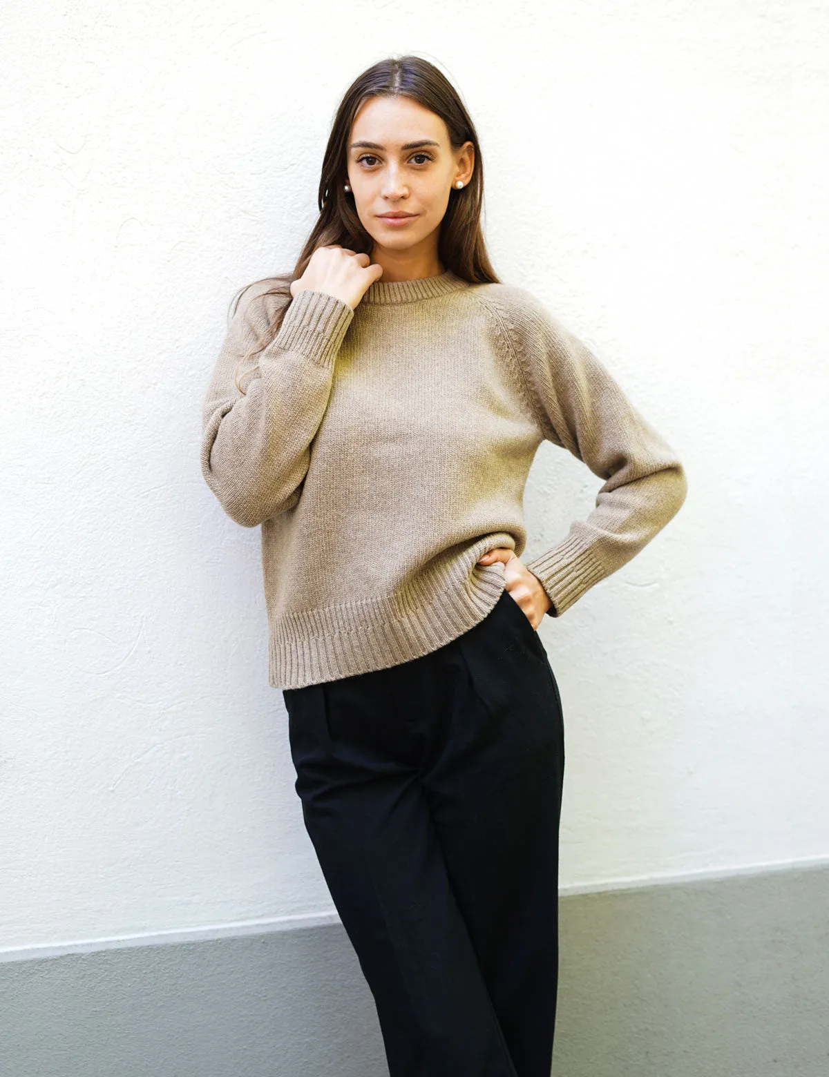 Elegante Maglia Girocollo Raglan - Maglia Donna Invernali - Autunno/Inverno - Misto Lana Reciclata - Fatto in Italia | Brunella 