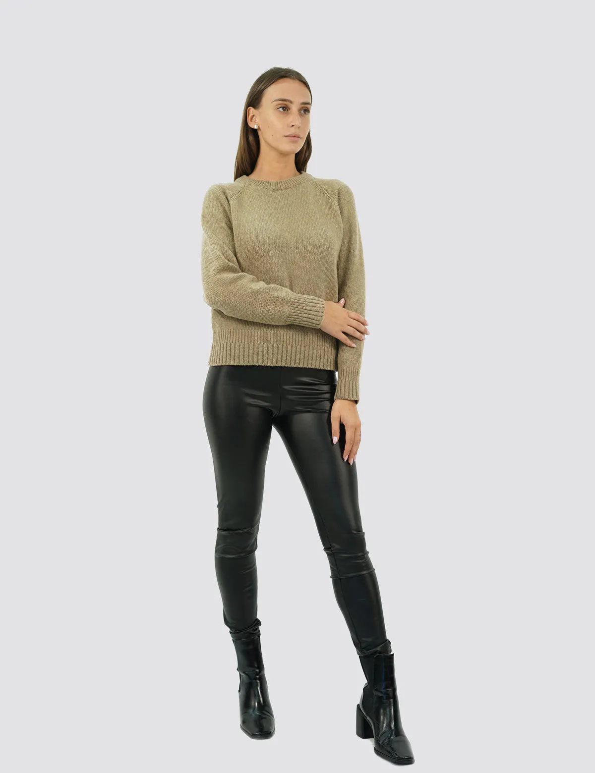 Elegante Maglia Girocollo Raglan - Maglia Donna Invernali - Autunno/Inverno - Misto Lana Reciclata - Fatto in Italia | Brunella 