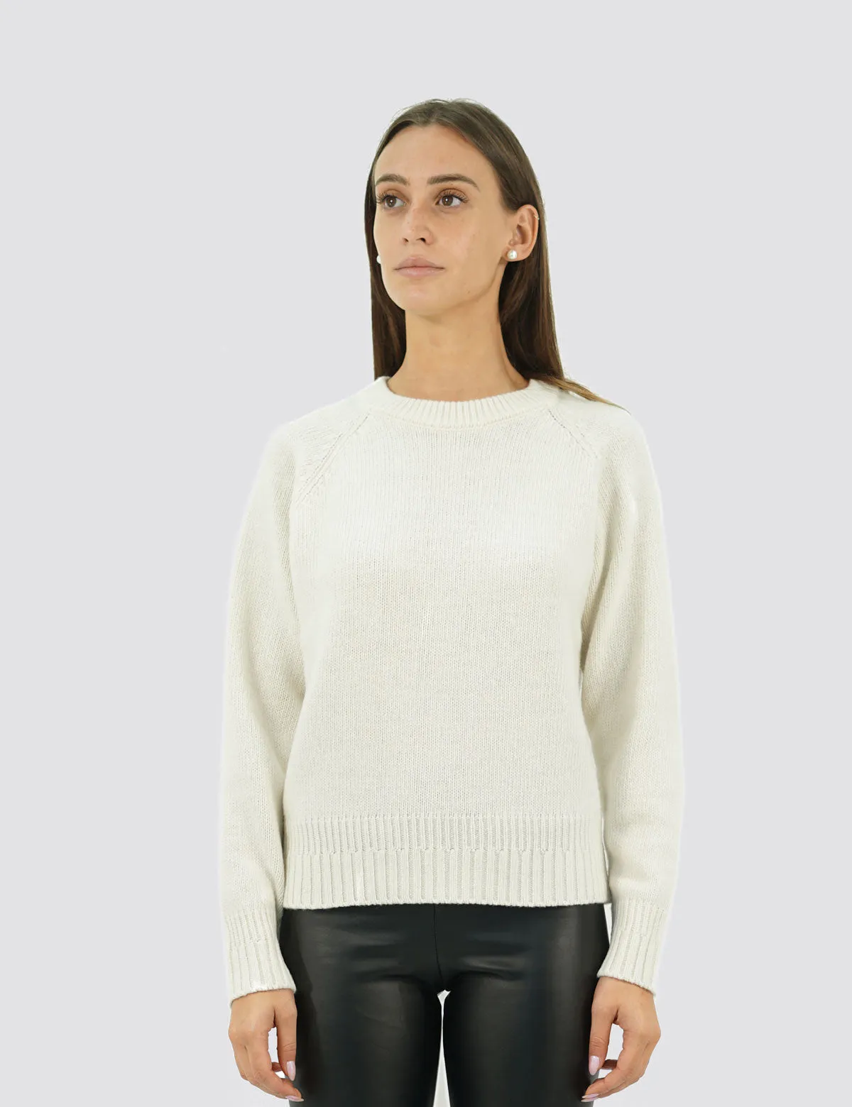 Elegante Maglia Girocollo Raglan - Maglia Donna Invernali - Autunno/Inverno - Misto Lana Reciclata - Fatto in Italia | Brunella 