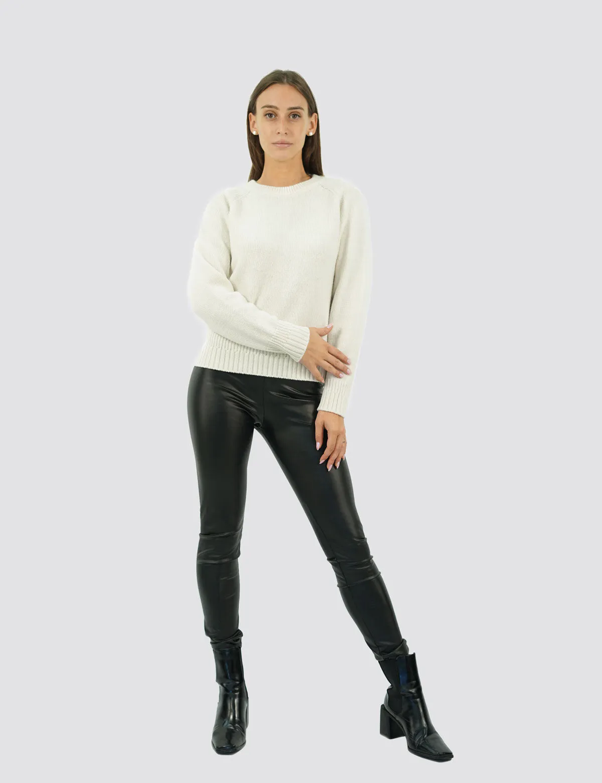 Elegante Maglia Girocollo Raglan - Maglia Donna Invernali - Autunno/Inverno - Misto Lana Reciclata - Fatto in Italia | Brunella 