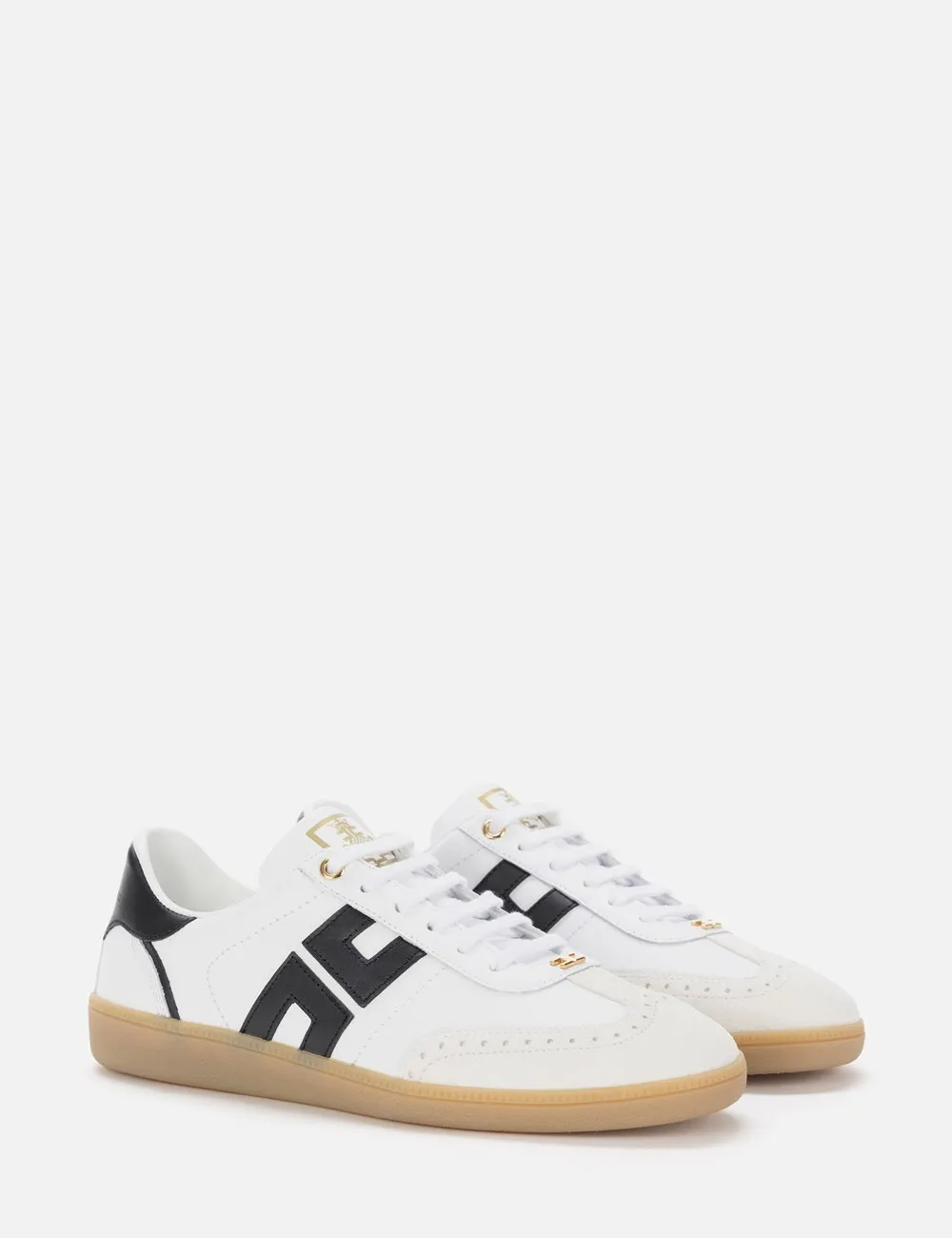 Elisabetta Franchi     Sneakers in pelle scudetto avorio nero