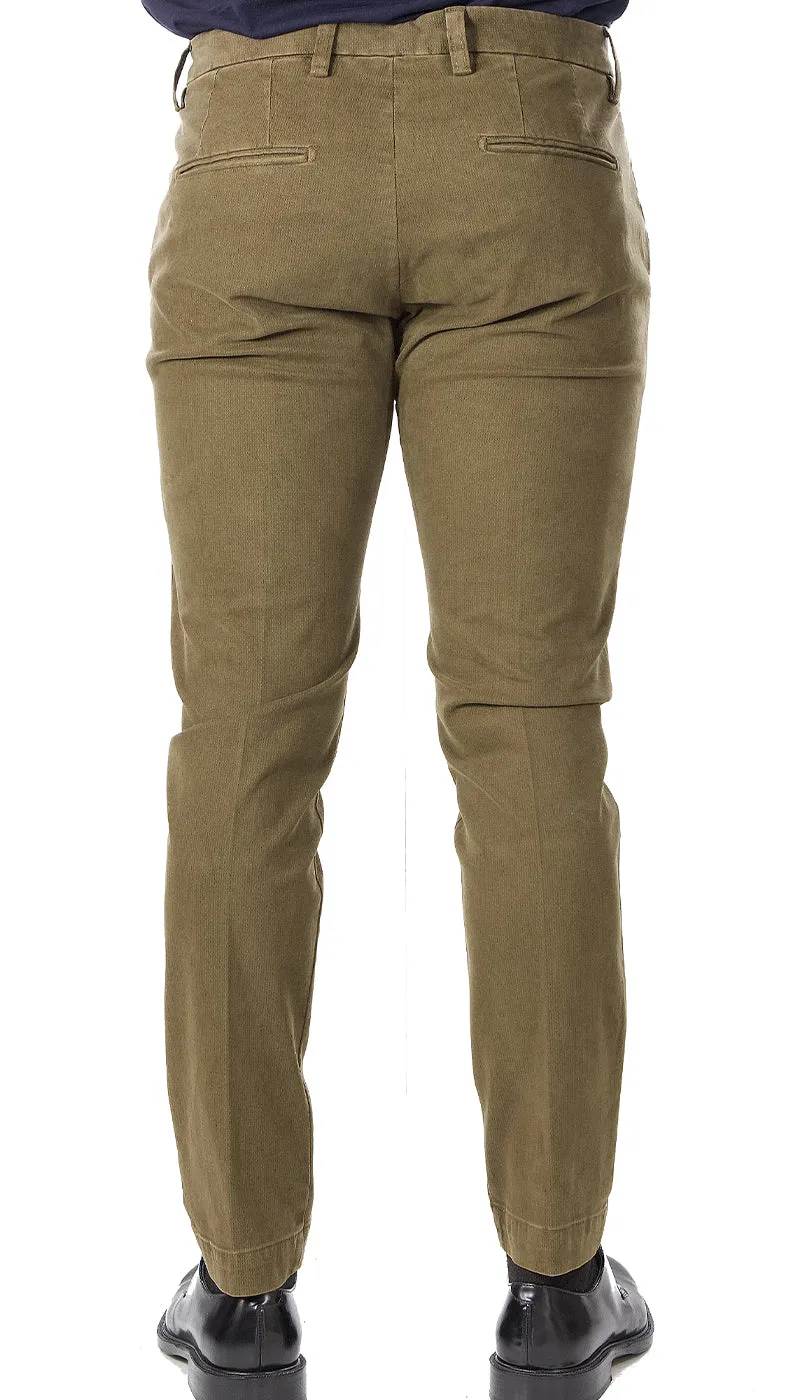 Entre Amis Collezione O'Sart Pantalone marrone micro fantasia corto con cinturino.