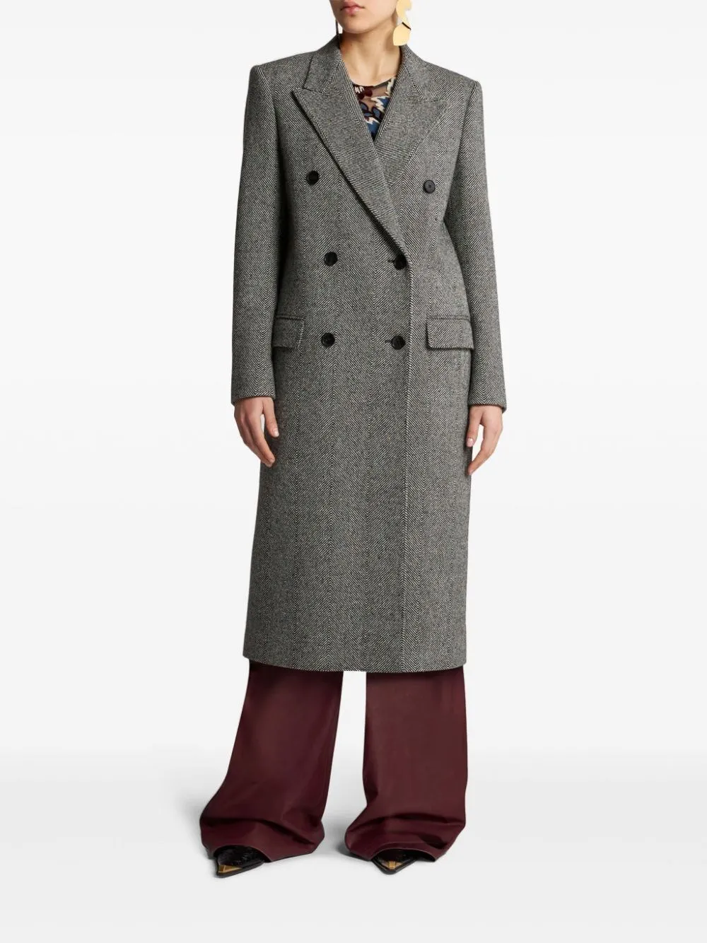   Etro  Cappotto lungo spina di pesce  