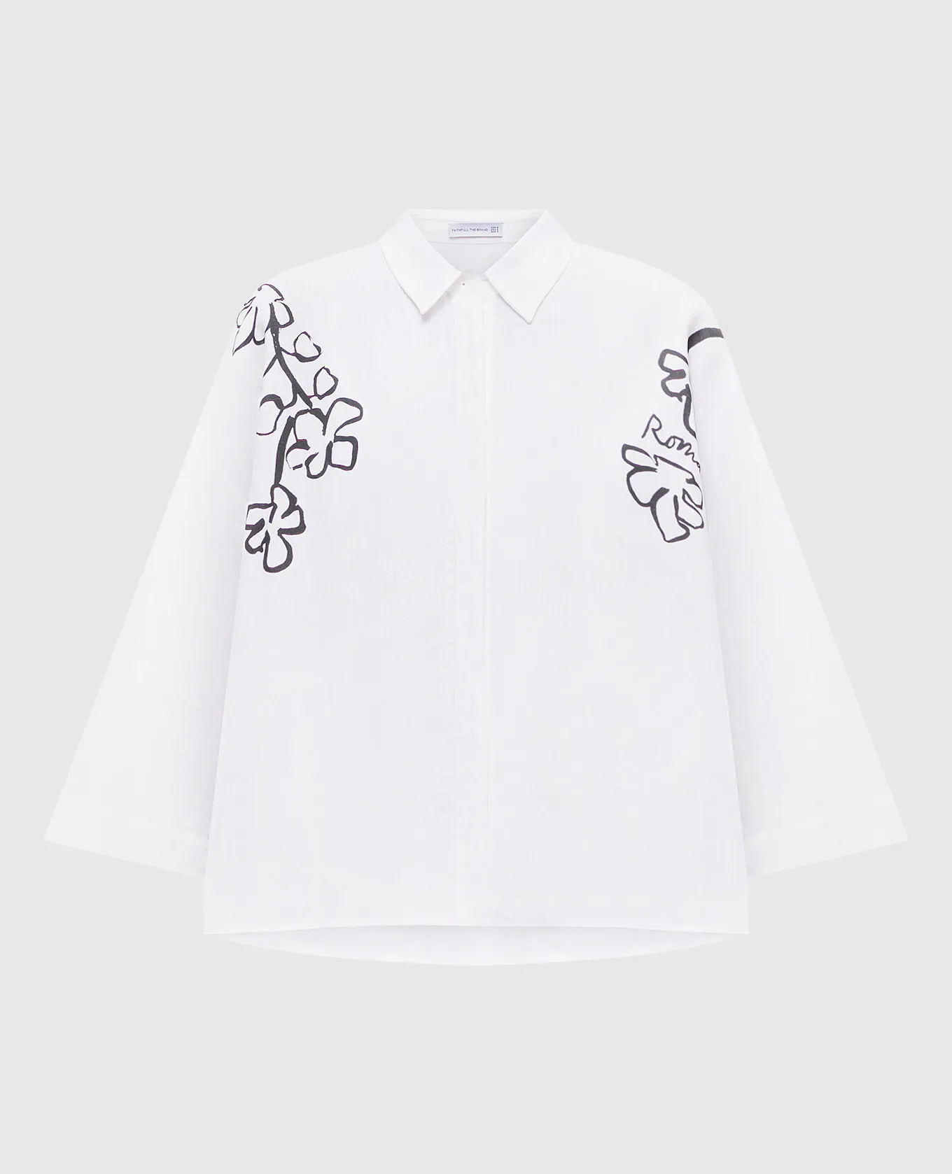 Faithfull Camicia Rossa Roma in lino bianco con stampa FF2811ROM