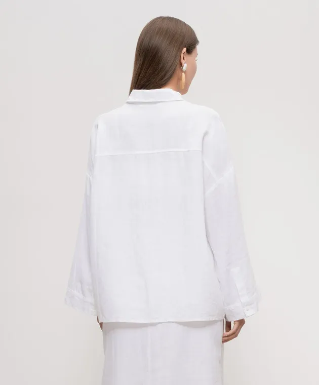Faithfull Camicia Rossa Roma in lino bianco con stampa FF2811ROM