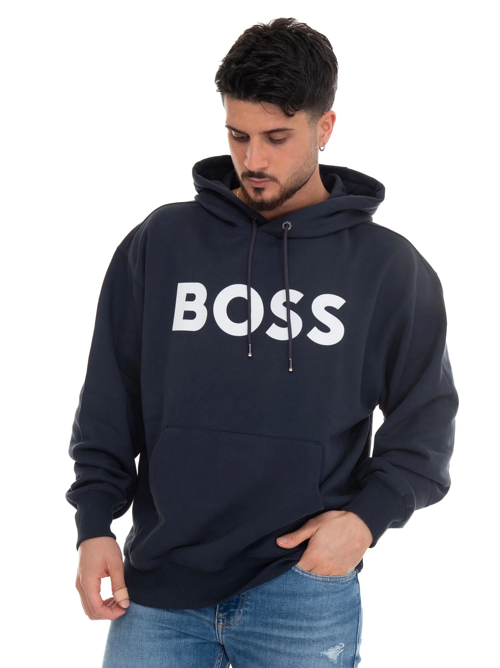 Felpa con cappuccio SULLIVAN08 Blu BOSS Uomo