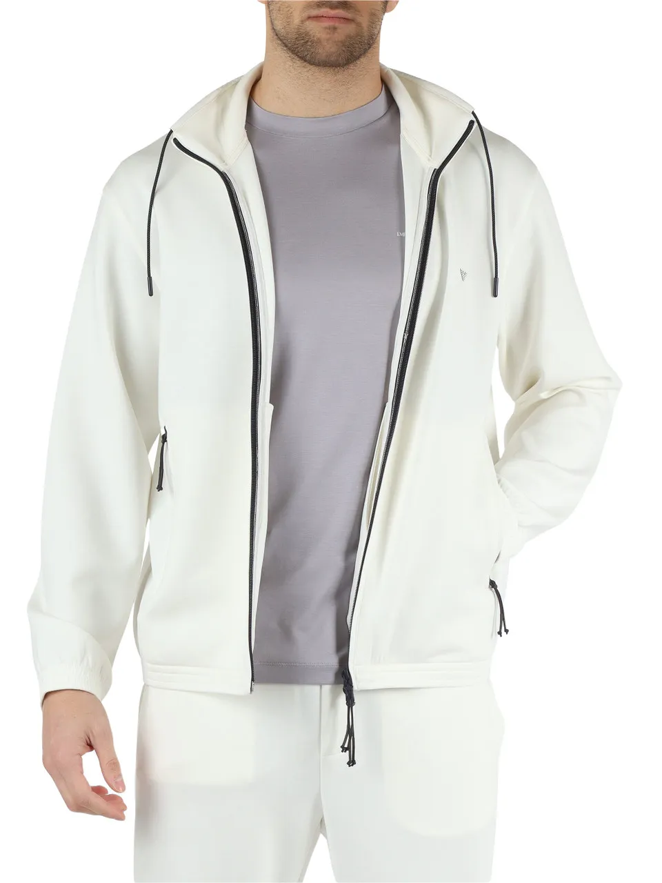 Felpa con zip TRAVEL ESSENTIAL in double jersey di misto cotone