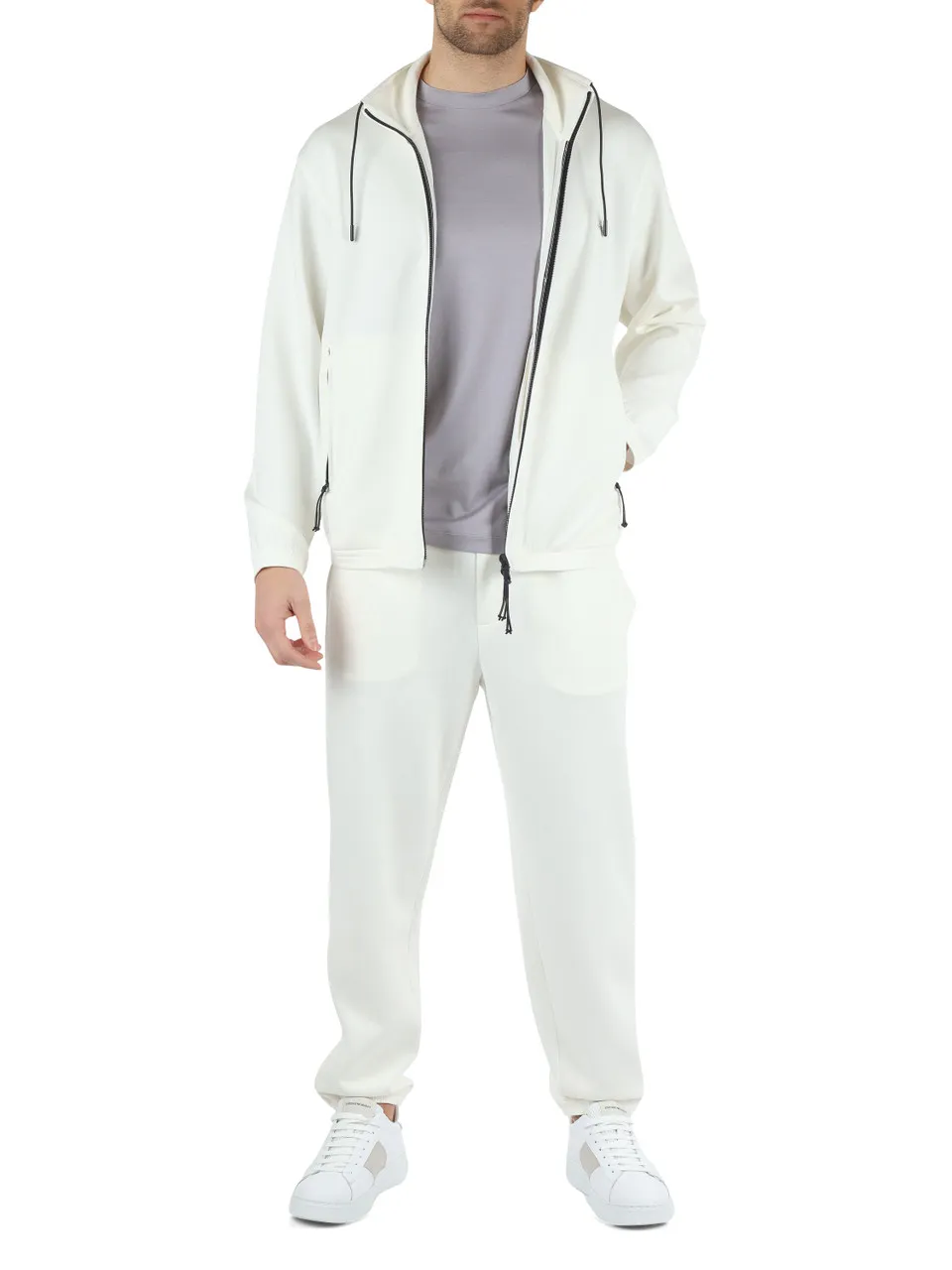 Felpa con zip TRAVEL ESSENTIAL in double jersey di misto cotone