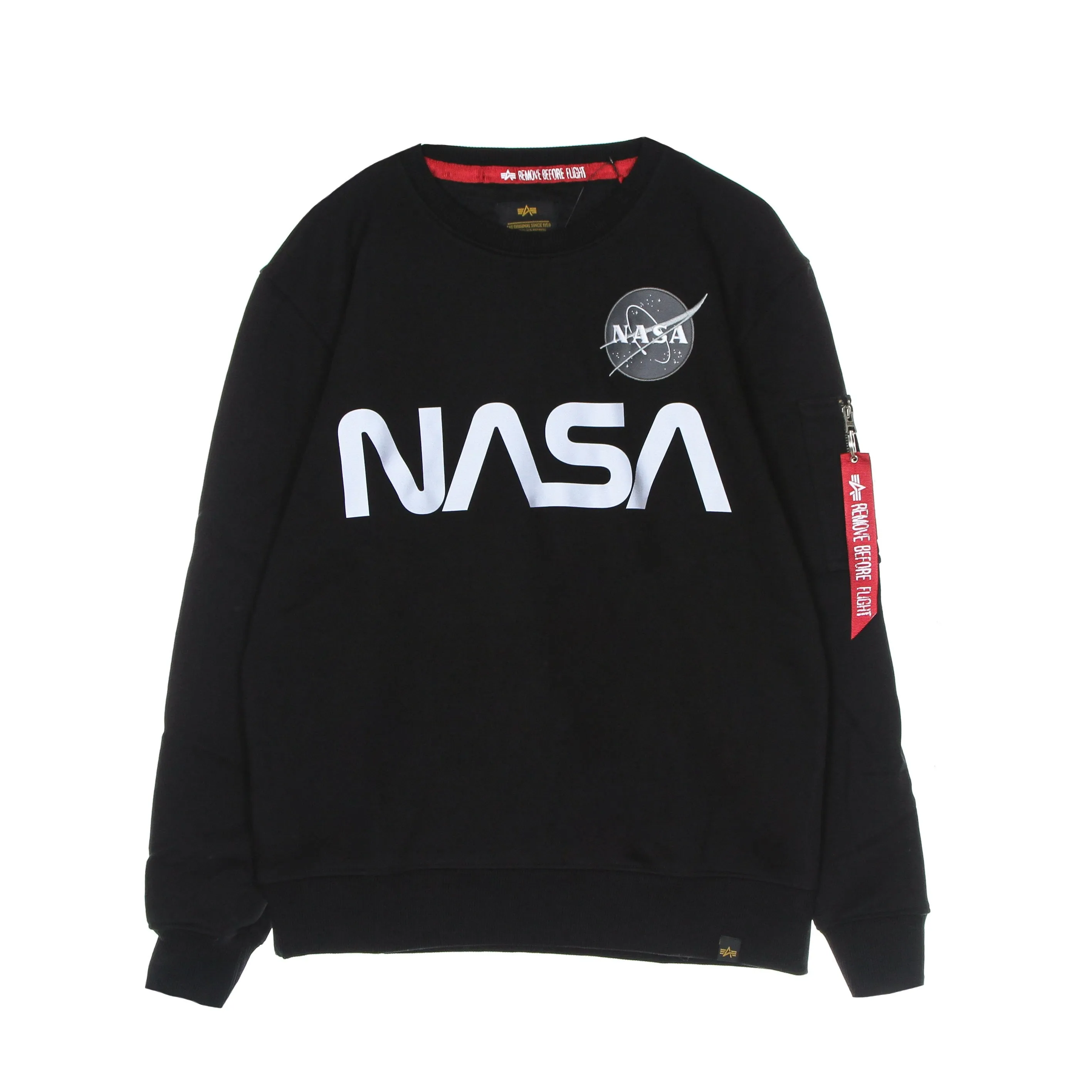 Felpa Girocollo Uomo Nasa Reflective Sweater Black