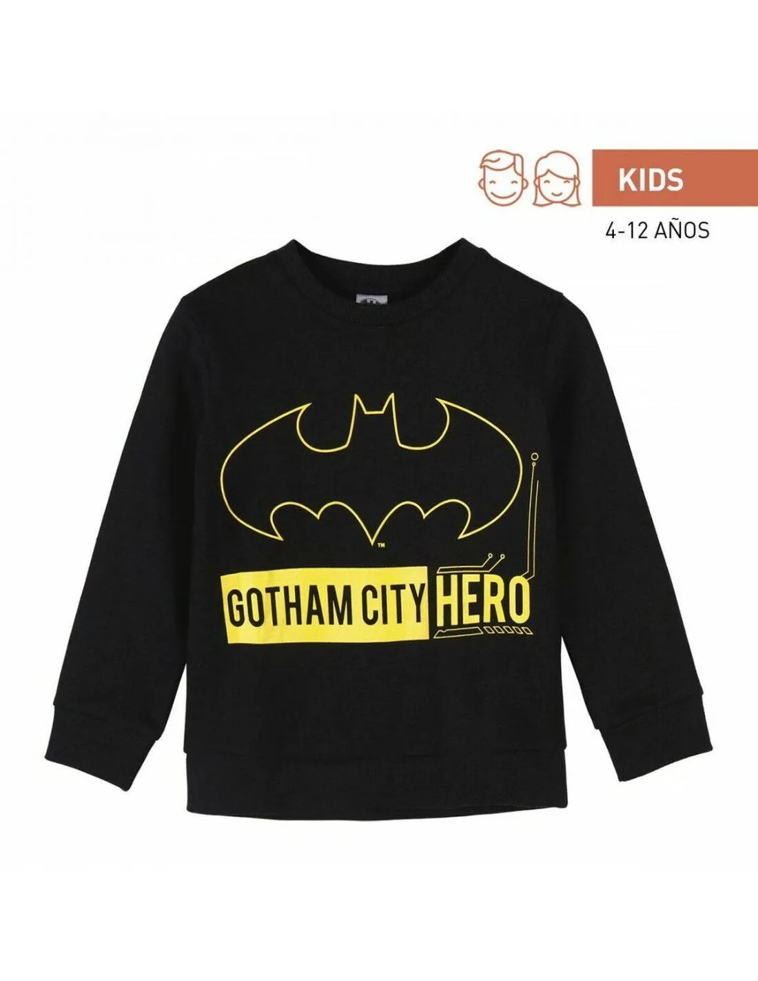 Felpa senza Cappuccio Bambino Batman Nero Taglia 12 anni