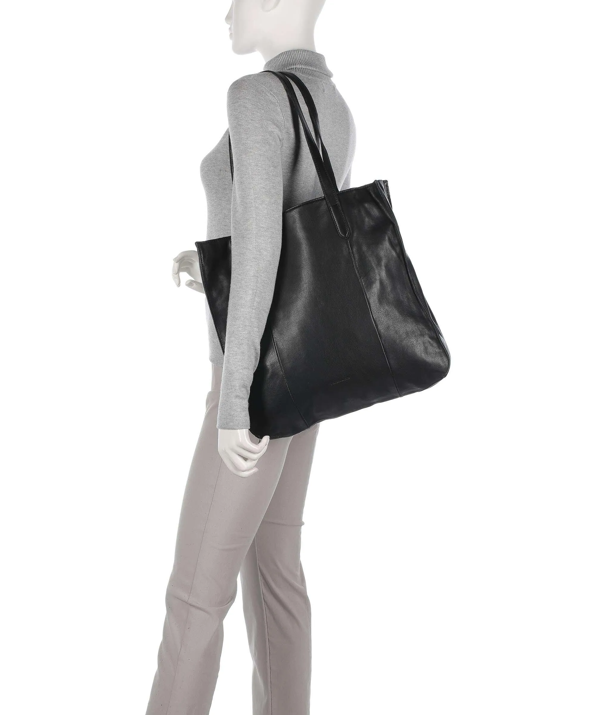  FredsBruder Jerren Borsa shopper pelle a grana fine nero  