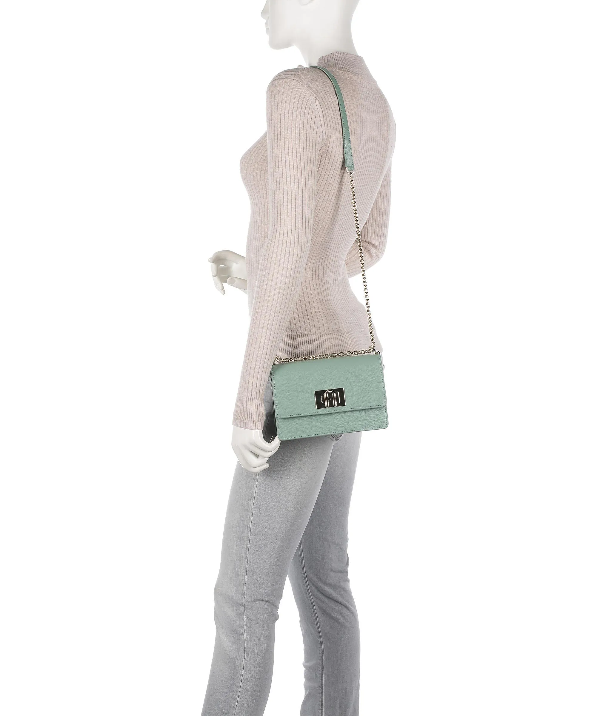  Furla 1927 Mini Borsa a spalla pelle di vacchetta grana verde  