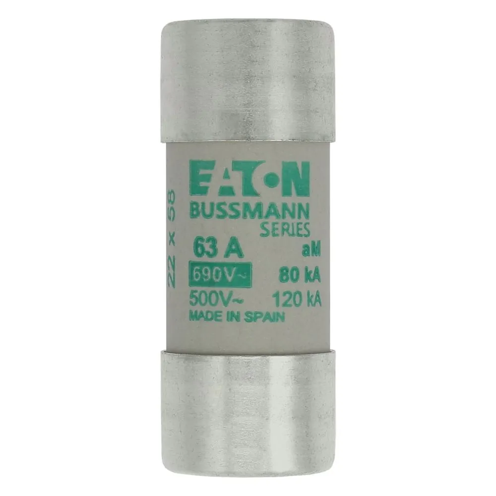 Fusibile a cartuccia Eaton, 63A, Ø 22.2 x 58mm, aM, 690V