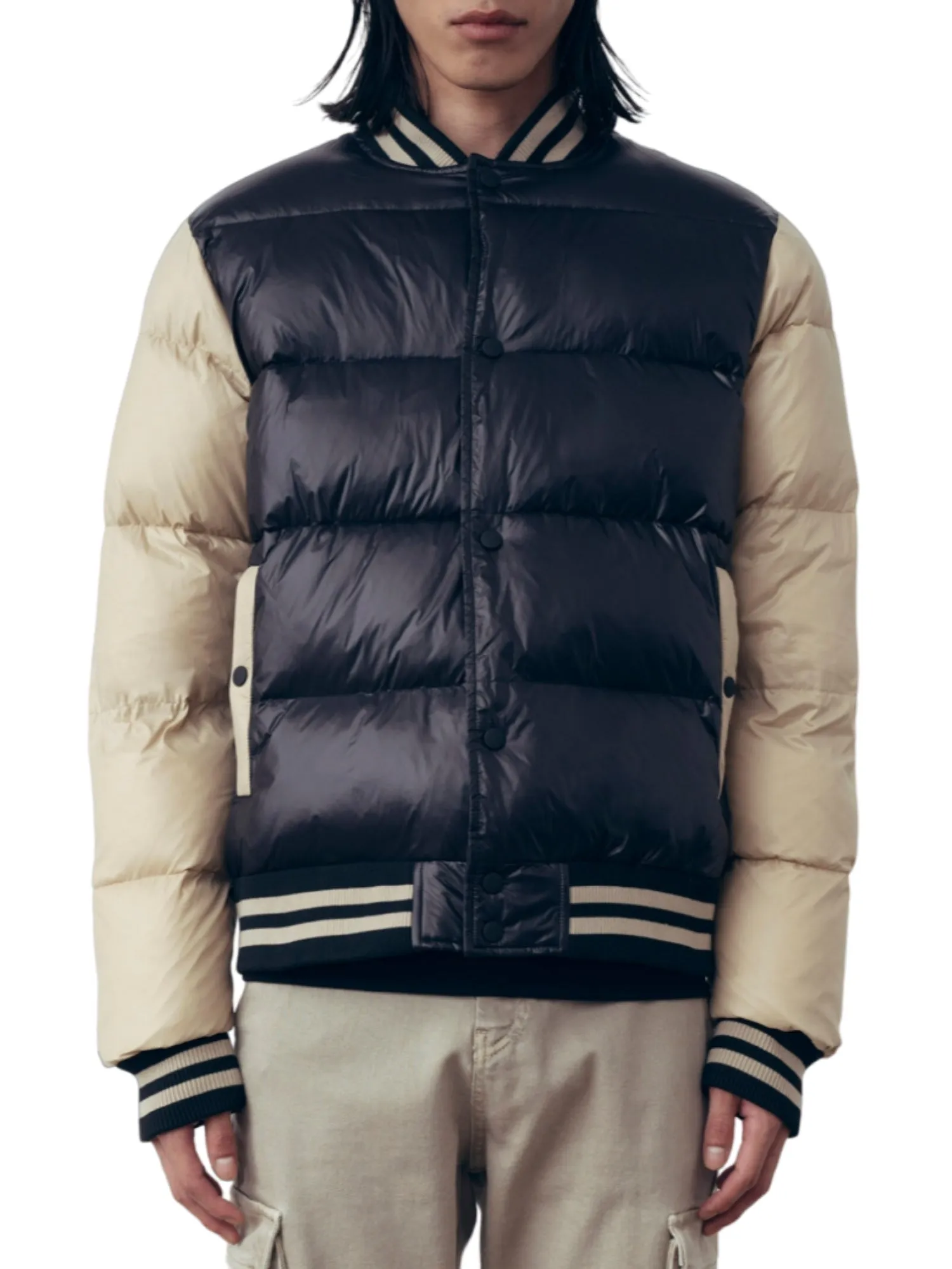 Gaelle piumino bomber imbottito nero beige