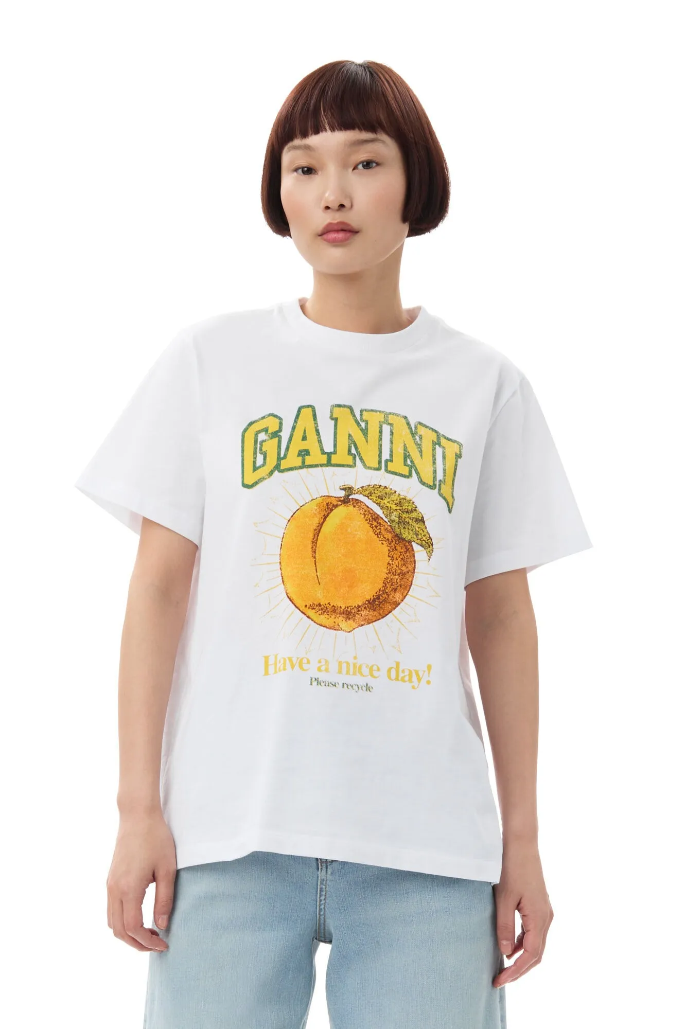 GANNI T-SHIRT PEACH