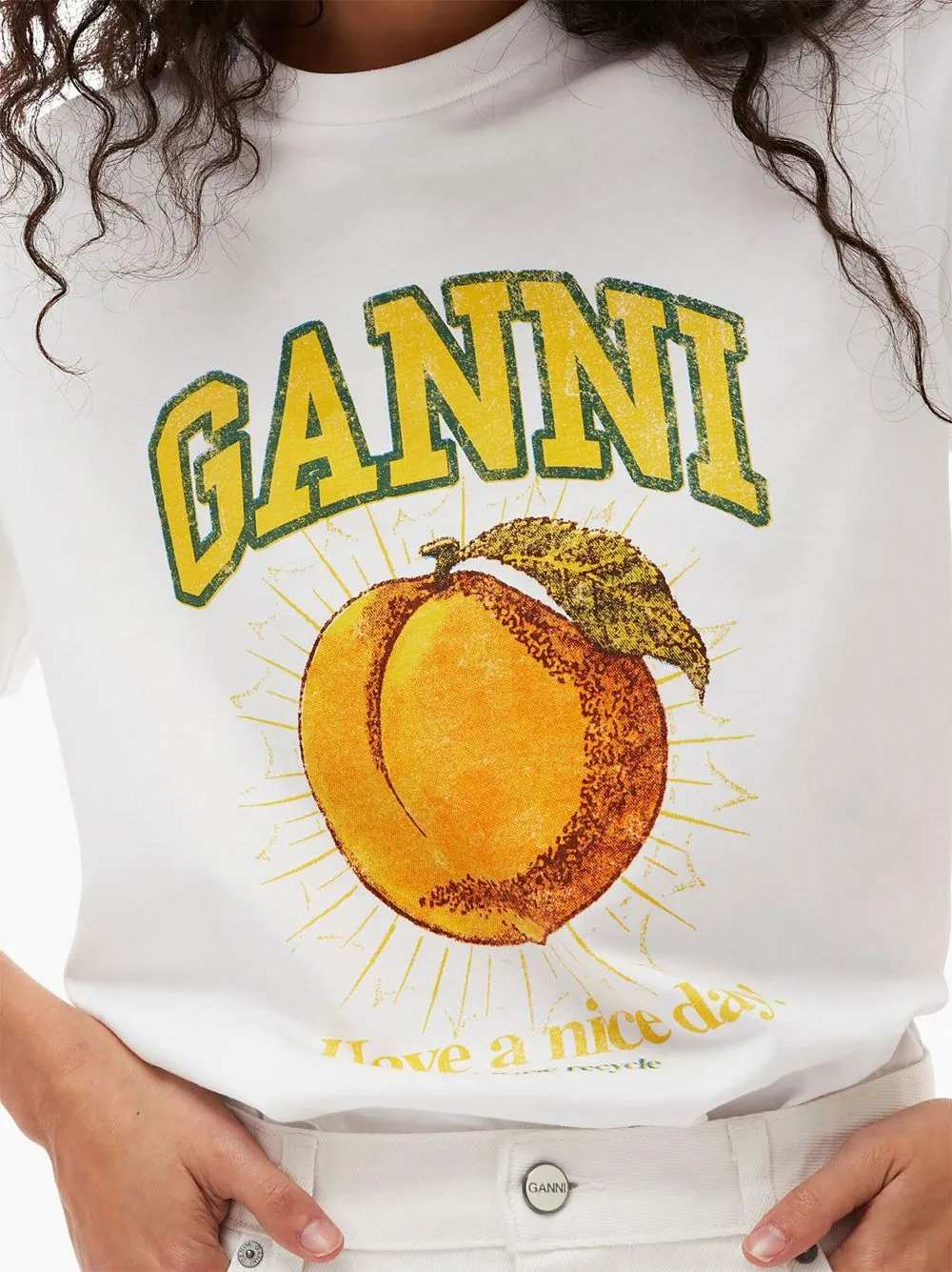 GANNI T-SHIRT PEACH