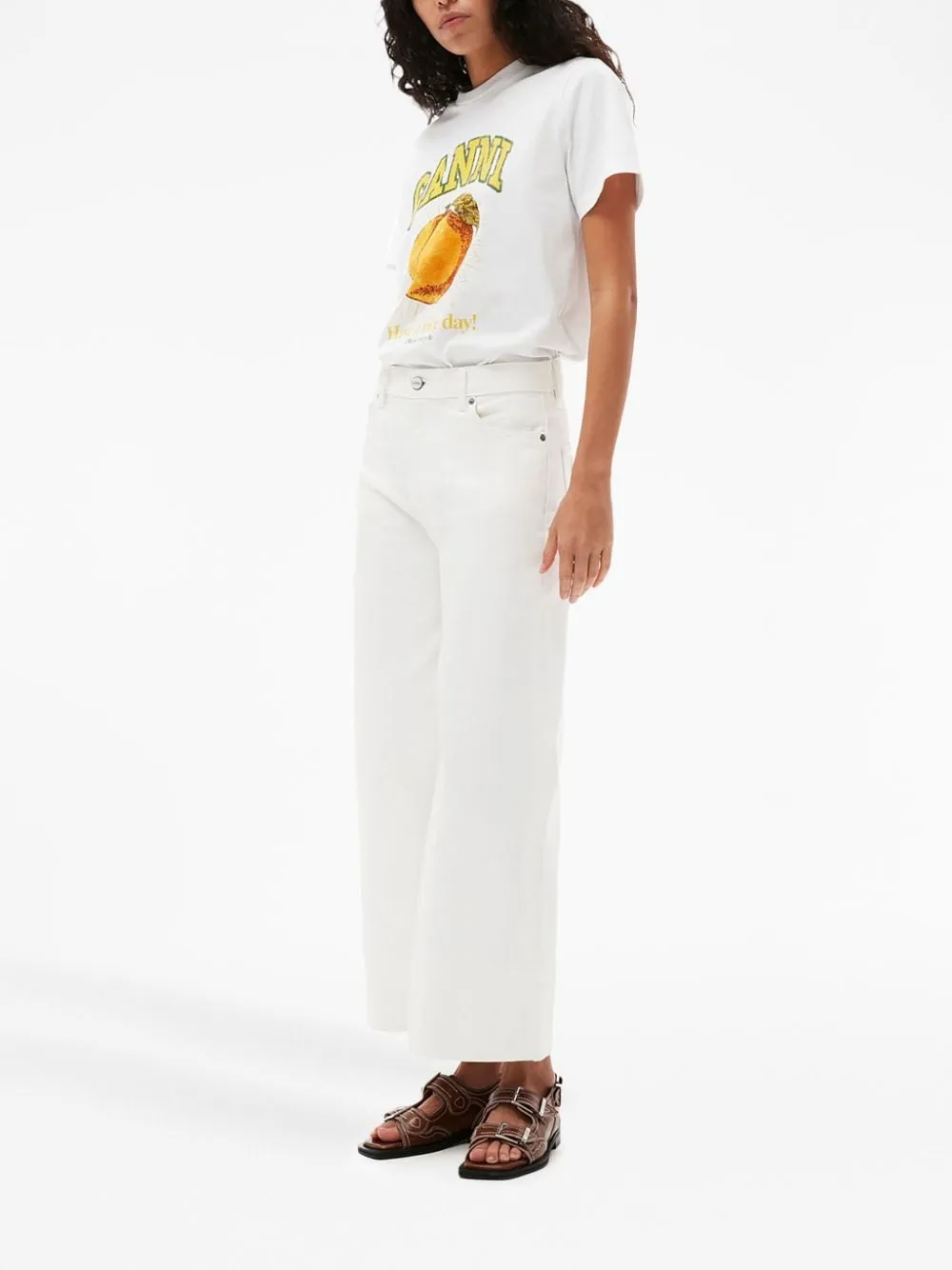 GANNI T-SHIRT PEACH