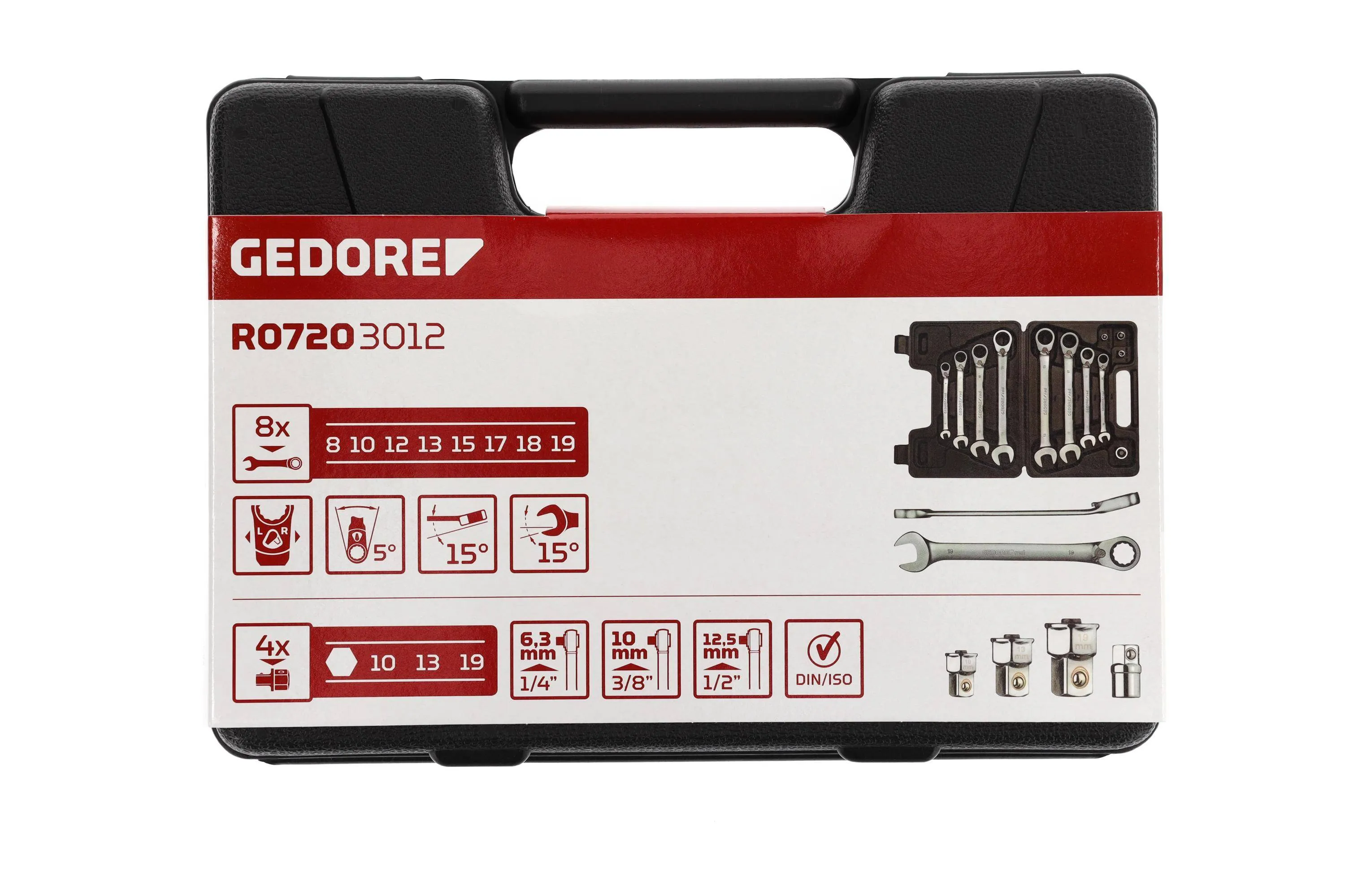  Gedore RED 3300059 R07203012 Kit chiavi combinate 12 parti Misura (metrica) 07 - 29 mm 