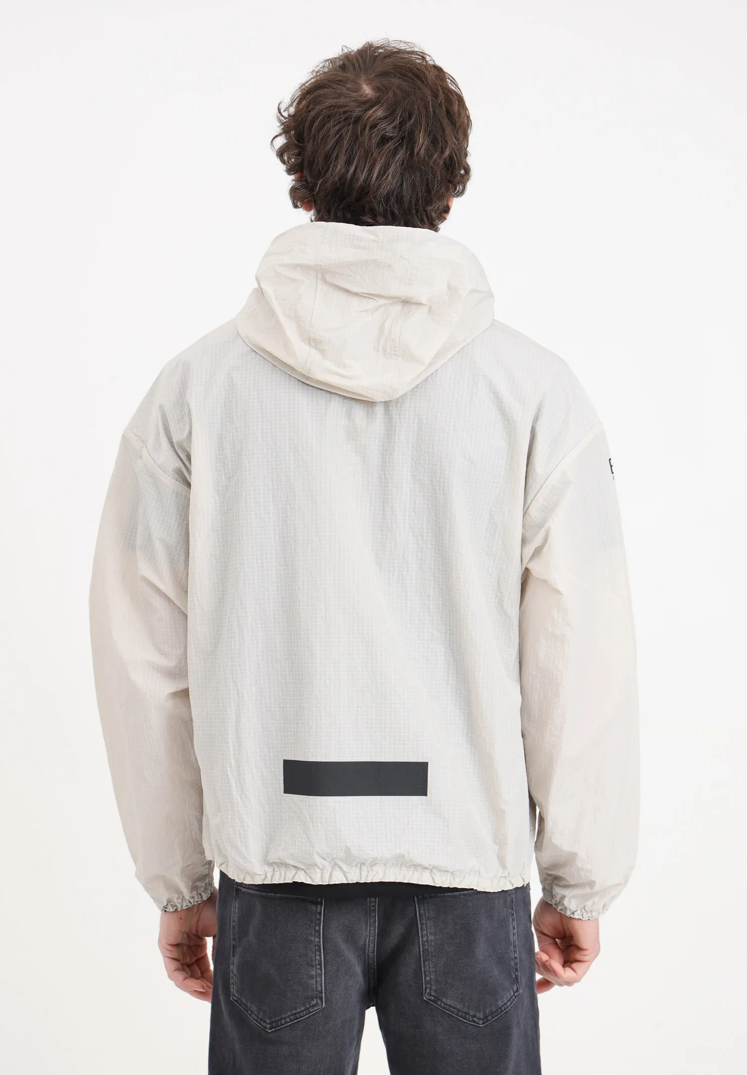 Giacca a vento beige da uomo con cappuccio Athletic Mix in nylon