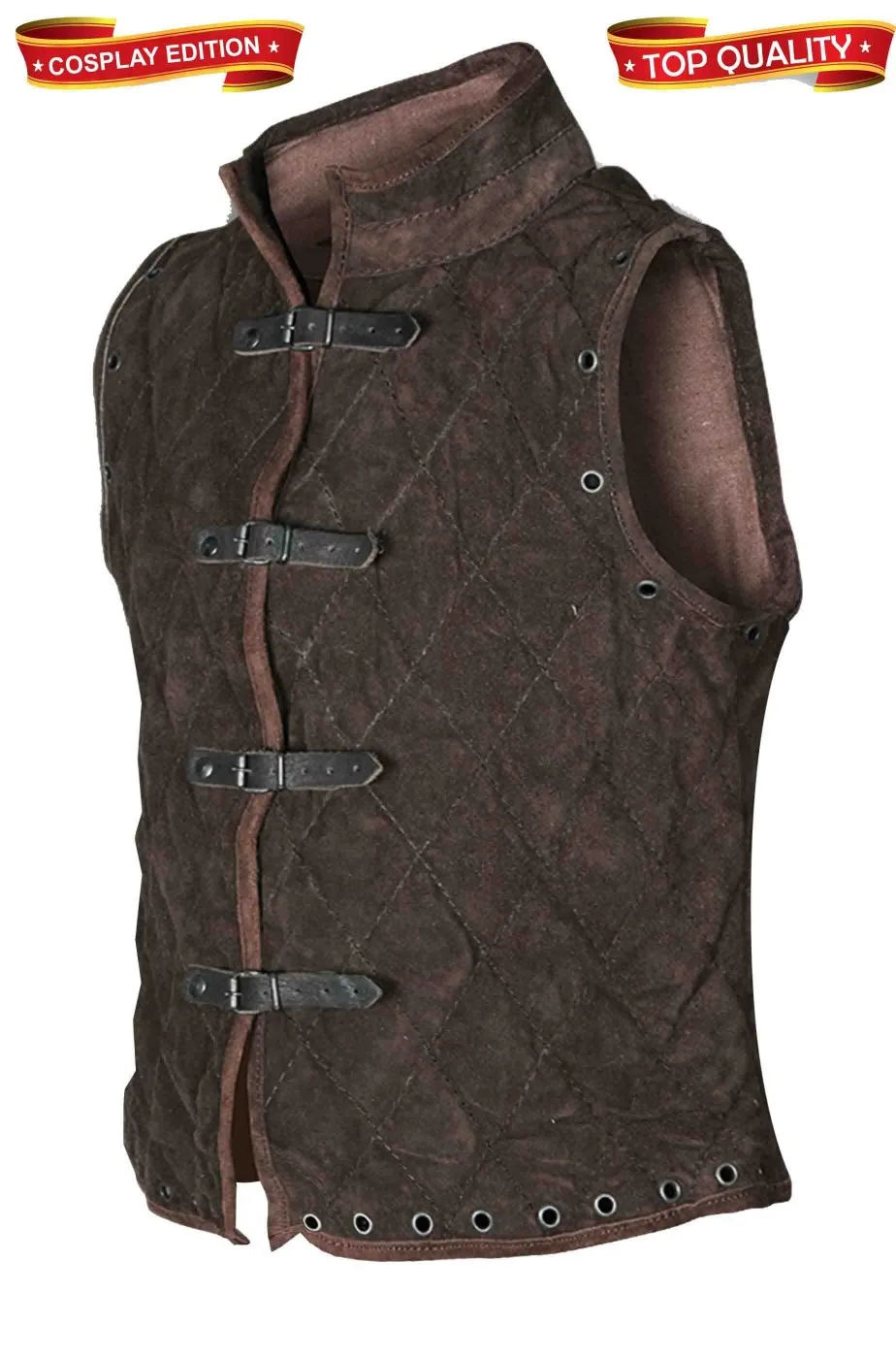 Gilet imbottito medievale marrone per LARP GdV o GRV