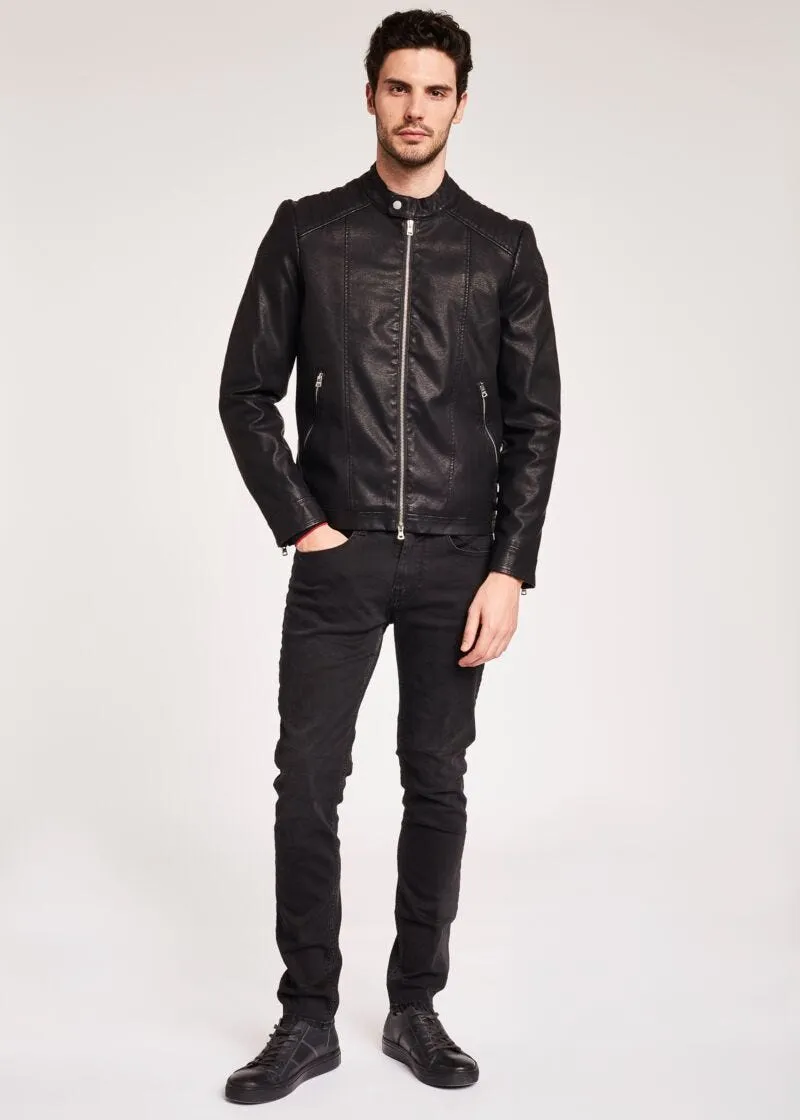 Giubbotto biker effetto pelle