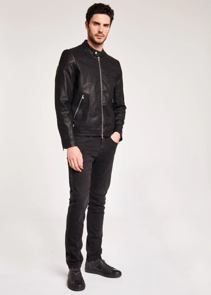 Giubbotto biker effetto pelle