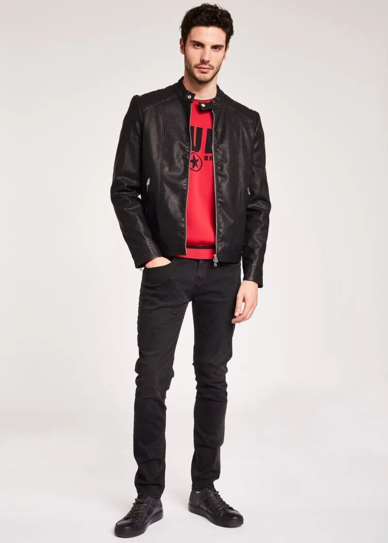 Giubbotto biker effetto pelle