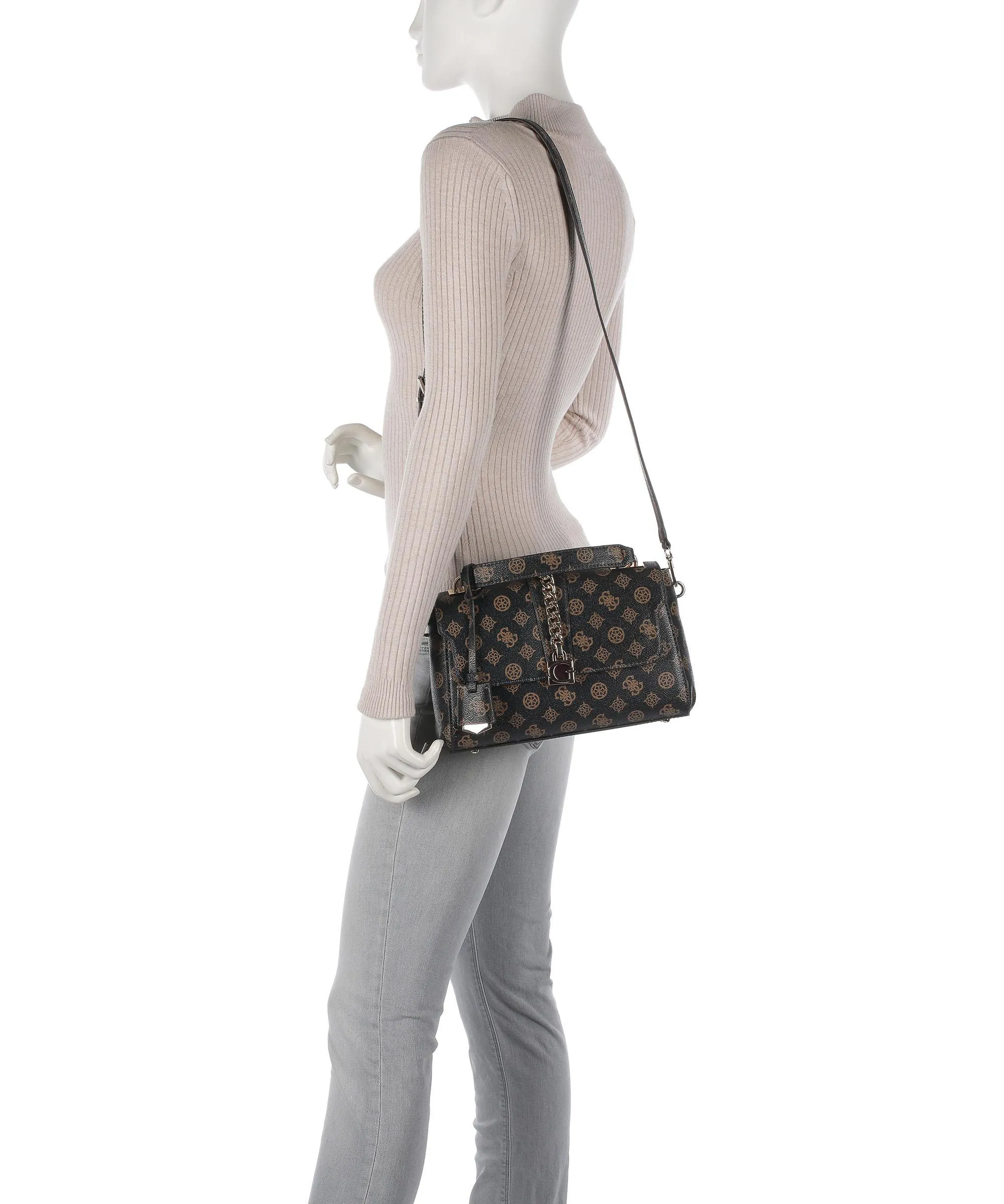  Guess Tiberia Borsa a mano pelle sintetica marrone scuro  
