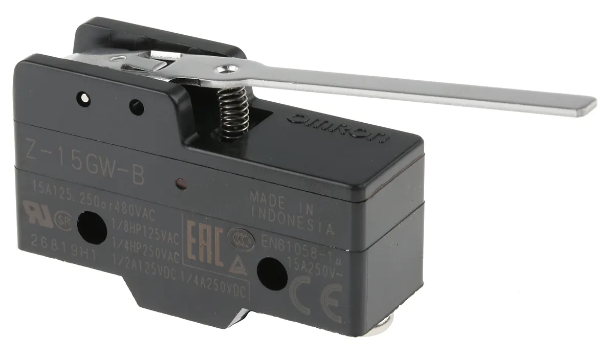 Interruttore di fine corsa Omron, Leva, NO/NC, 500V, 15A, IP00