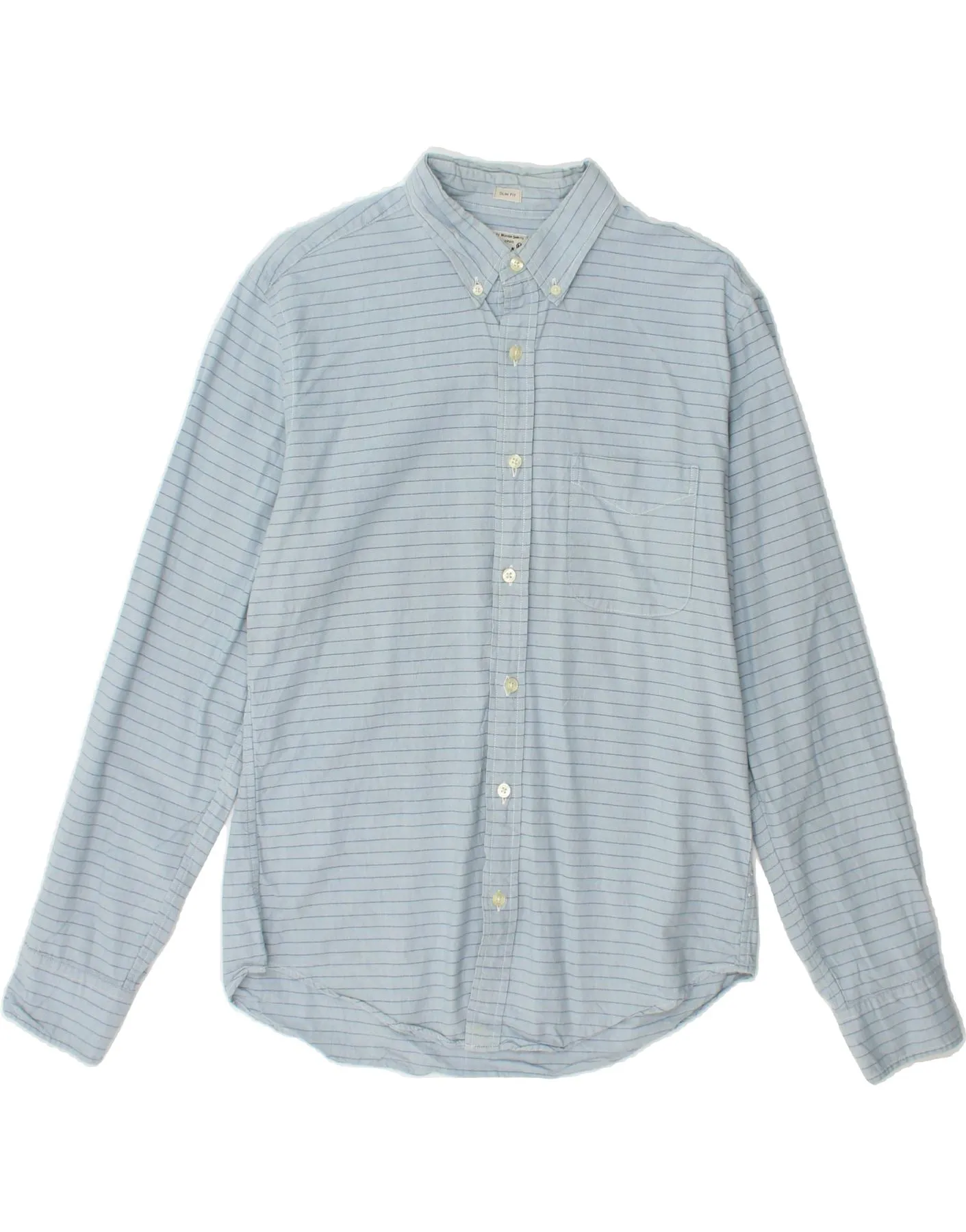 J. CREW Mens Slim Fit Shirt Medium Blue Striped Cotton