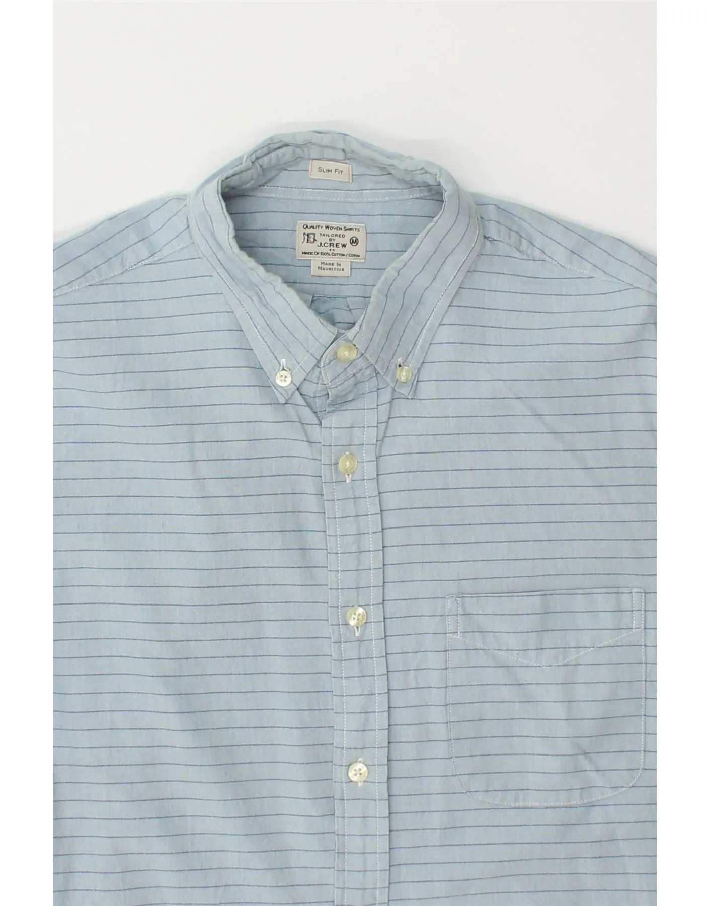 J. CREW Mens Slim Fit Shirt Medium Blue Striped Cotton