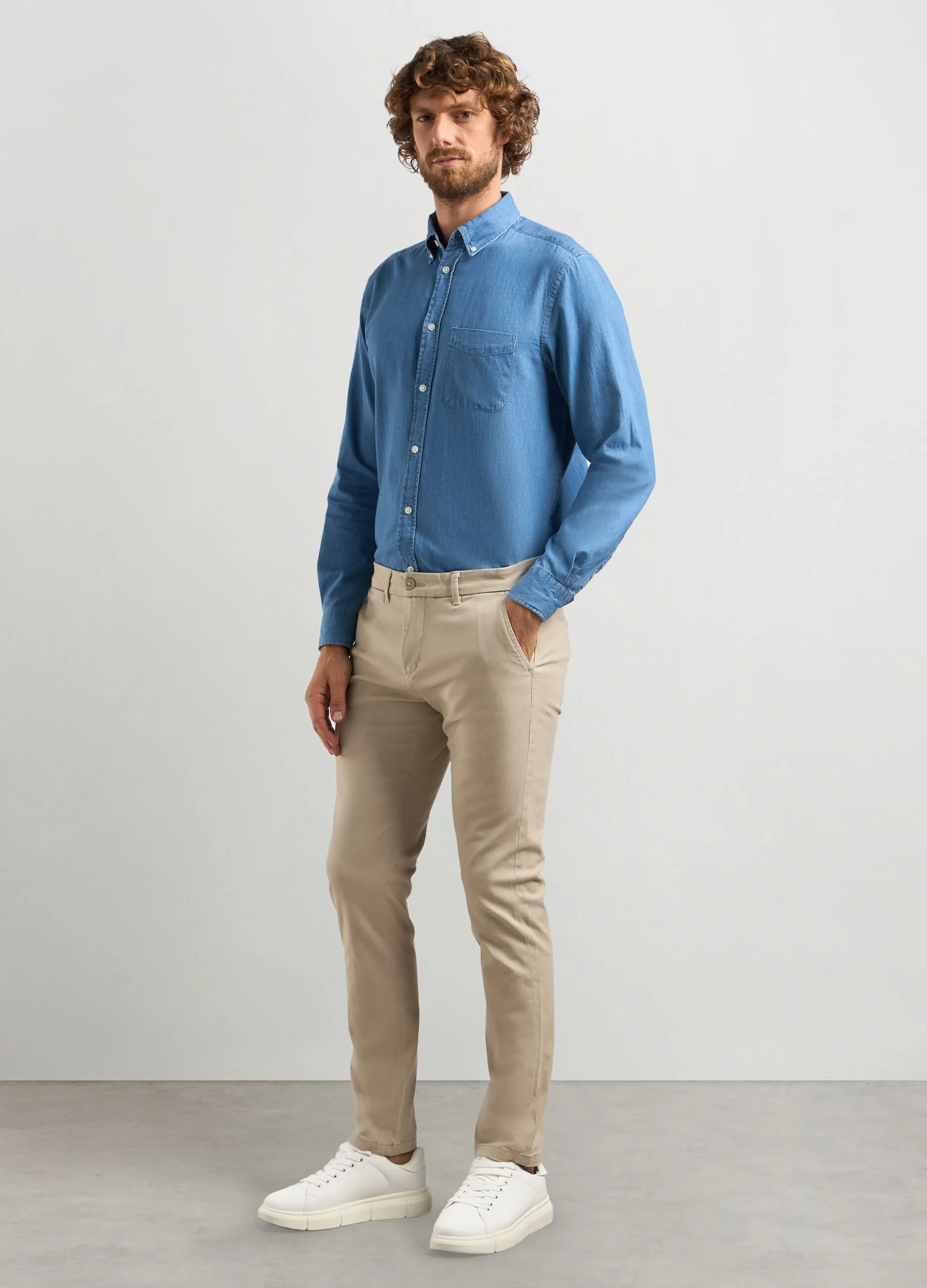 J. HART & BROS  Pantaloni extra slim fit in twill stretch uomo