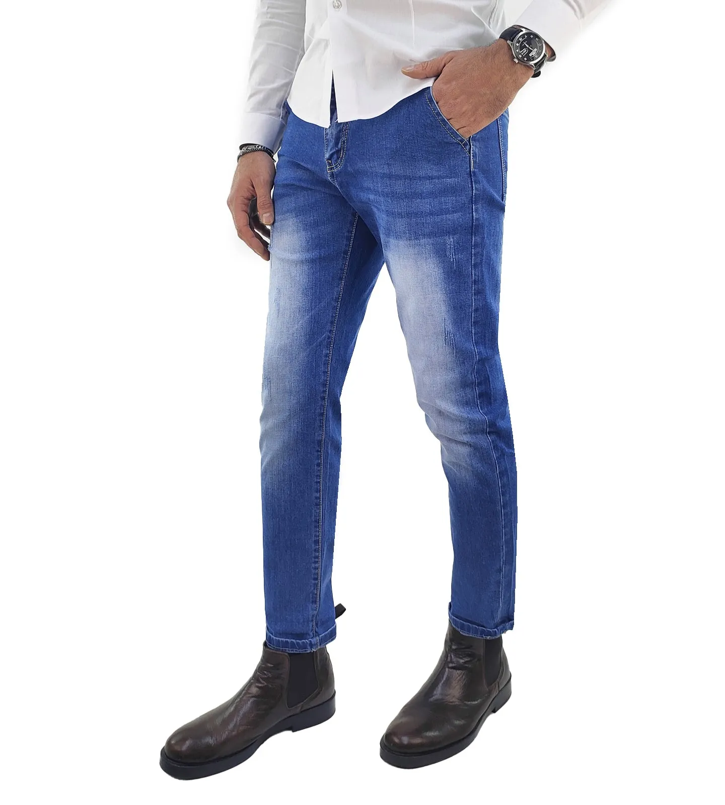 Jeans Uomo Capri Tasca Filo