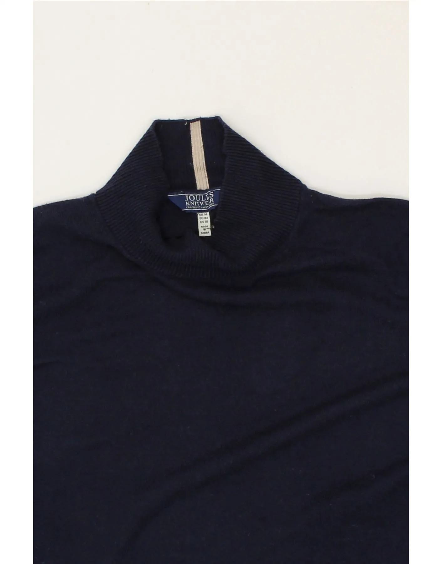 JOULES Womens Turtle Neck Jumper Sweater UK 14 Large Navy Blue Cotton