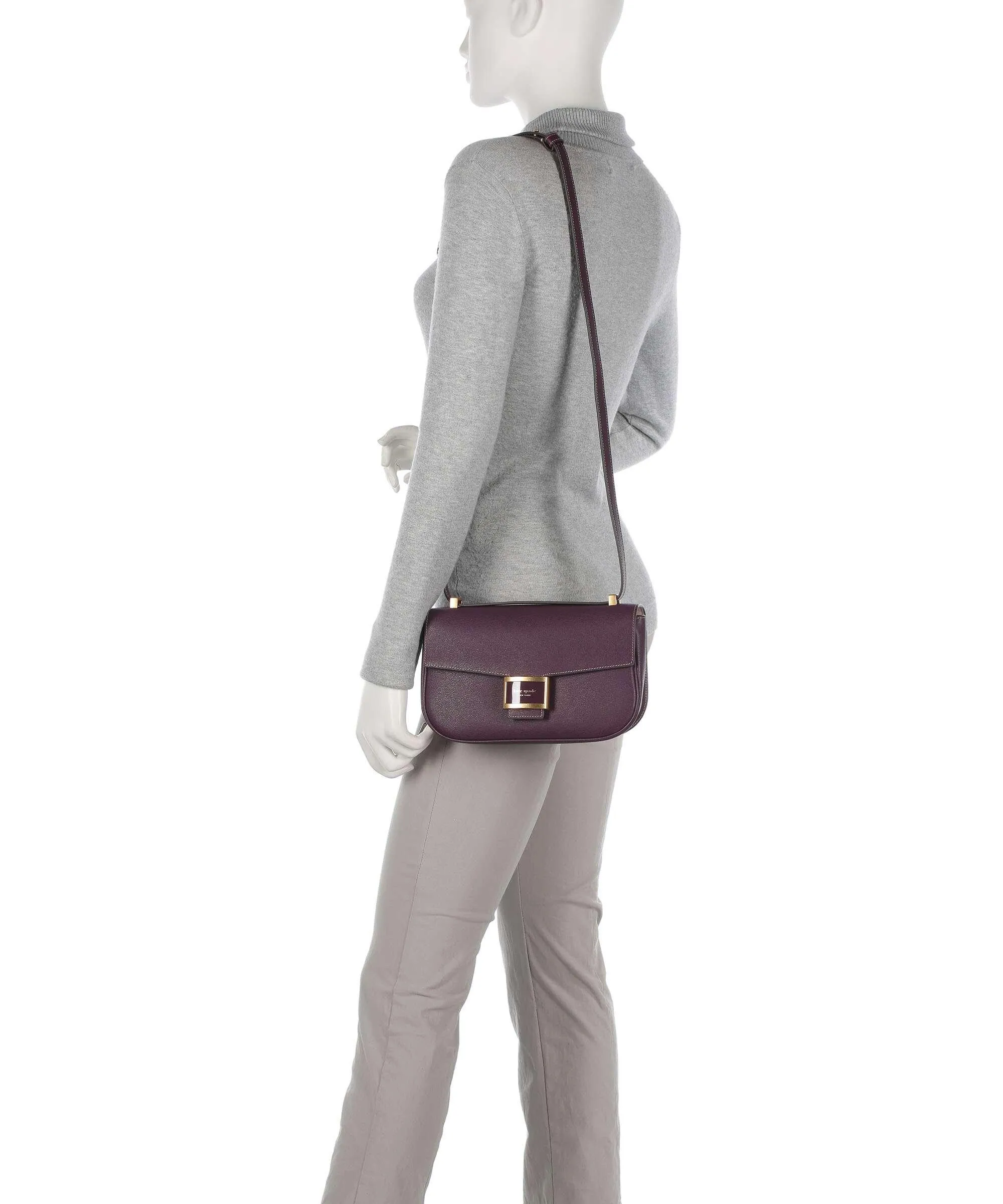  Kate Spade New York Katy Borsa a spalla pelle a grana fine rosso bordò  
