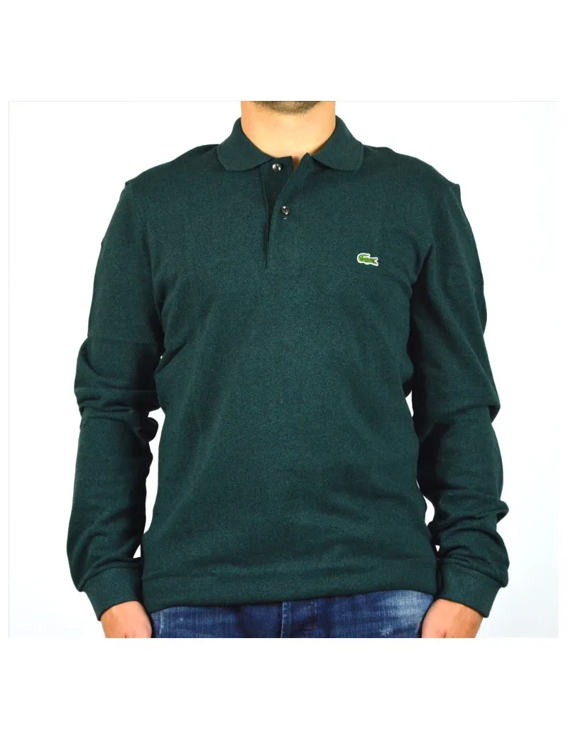 LACOSTE polo uomo 1313 manica lunga verdone melange