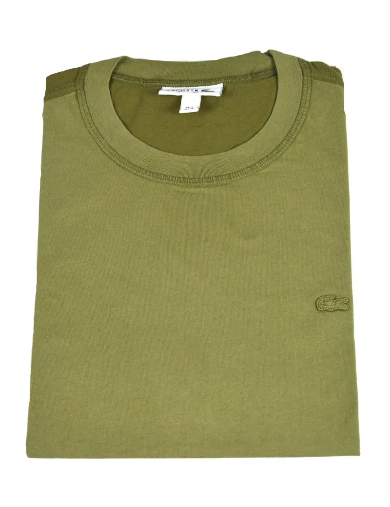 Lacoste t-shirt girocollo uomo verde oliva th3205