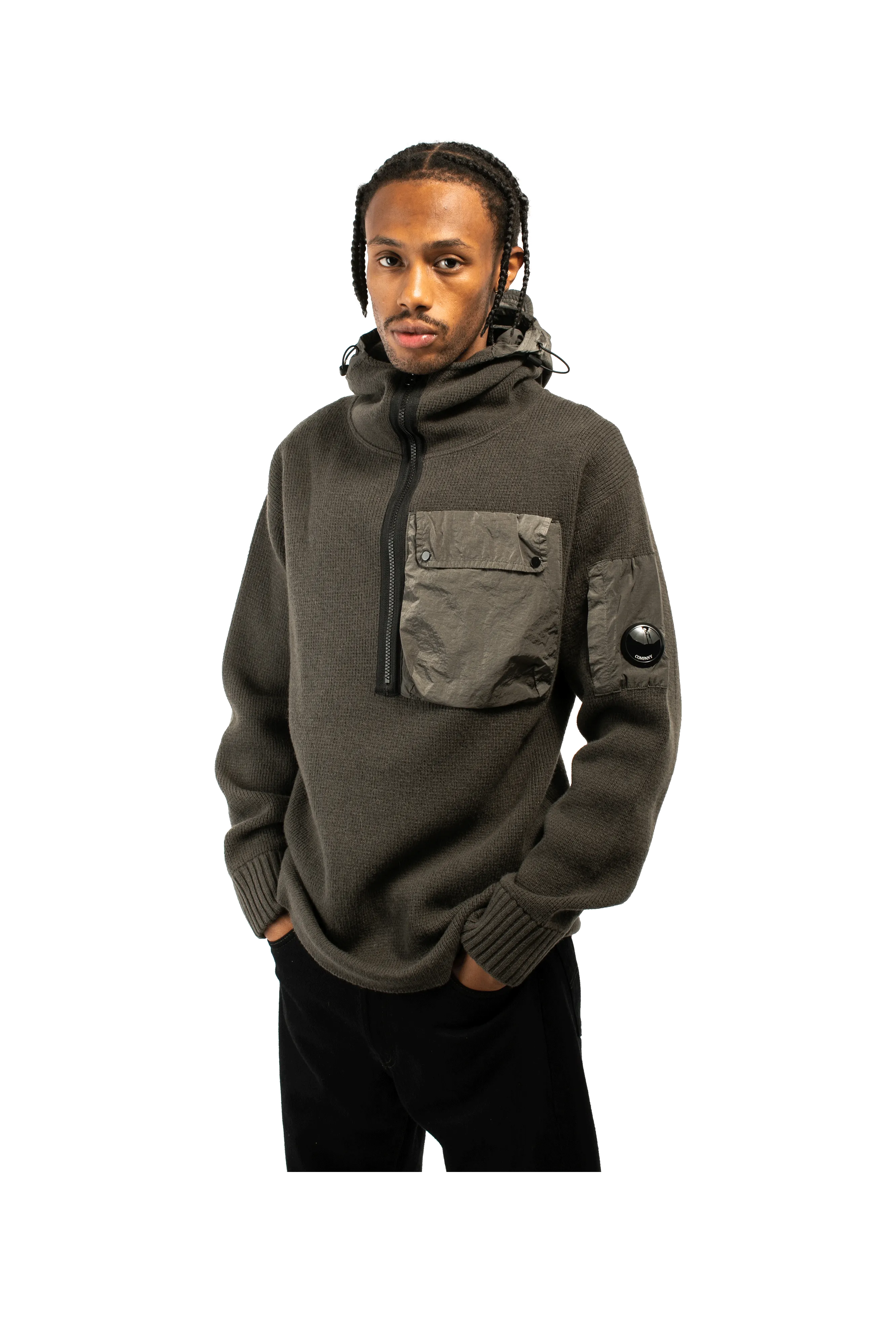 Lambswool Mixed Hooded Knit