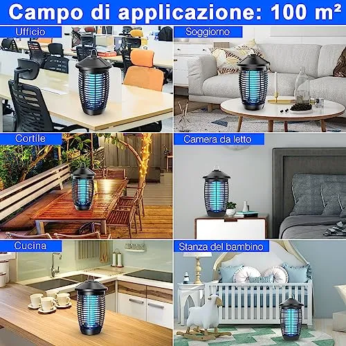 Lampada Antizanzare Elettrica, Aggiornamento per il 2023, 4500V 20W UV Zanzariera Elettrica Impermeabile IPX4, Insetticida Zanza