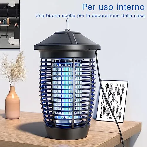 Lampada Antizanzare Elettrica, Aggiornamento per il 2023, 4500V 20W UV Zanzariera Elettrica Impermeabile IPX4, Insetticida Zanza
