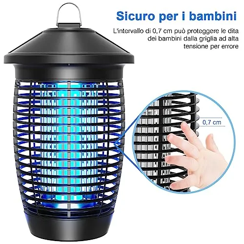 Lampada Antizanzare Elettrica, Aggiornamento per il 2023, 4500V 20W UV Zanzariera Elettrica Impermeabile IPX4, Insetticida Zanza